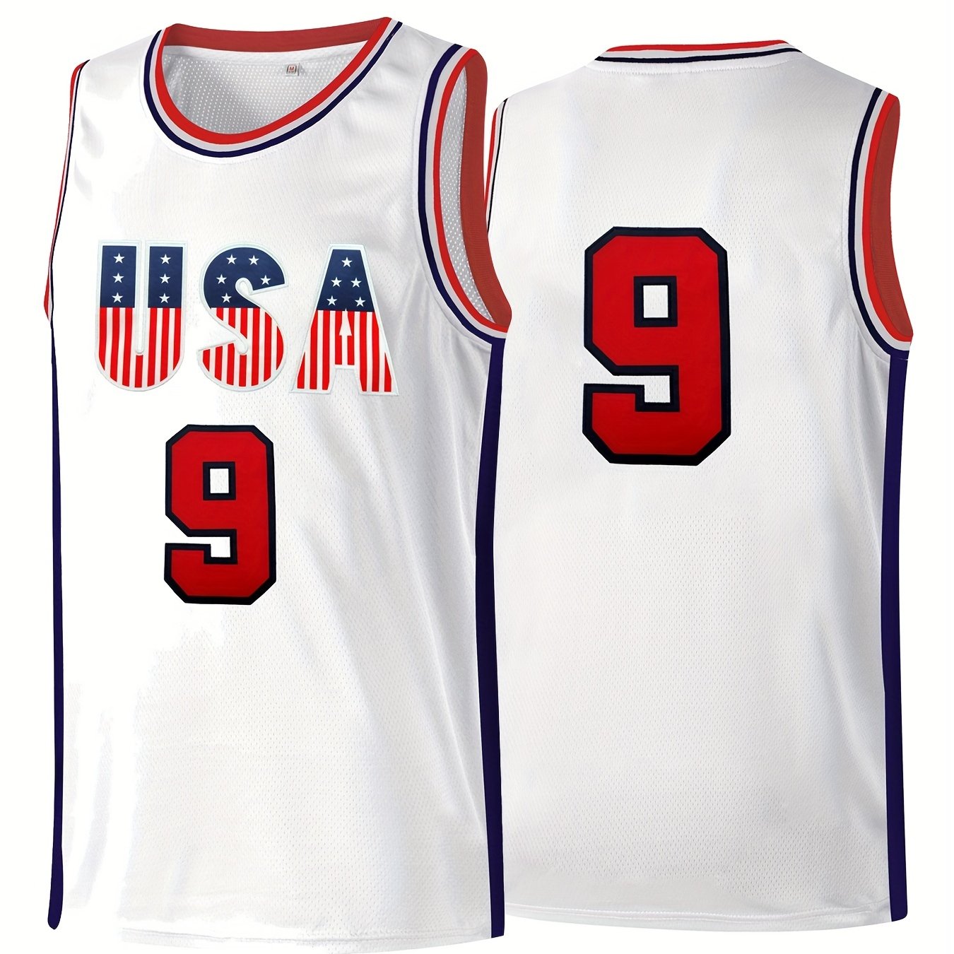 Men's #9 usateam Basketball Jerseys Retro Jersey Embroidered Stitched  Navy Blue Tank Top Sweatshirt - Temu