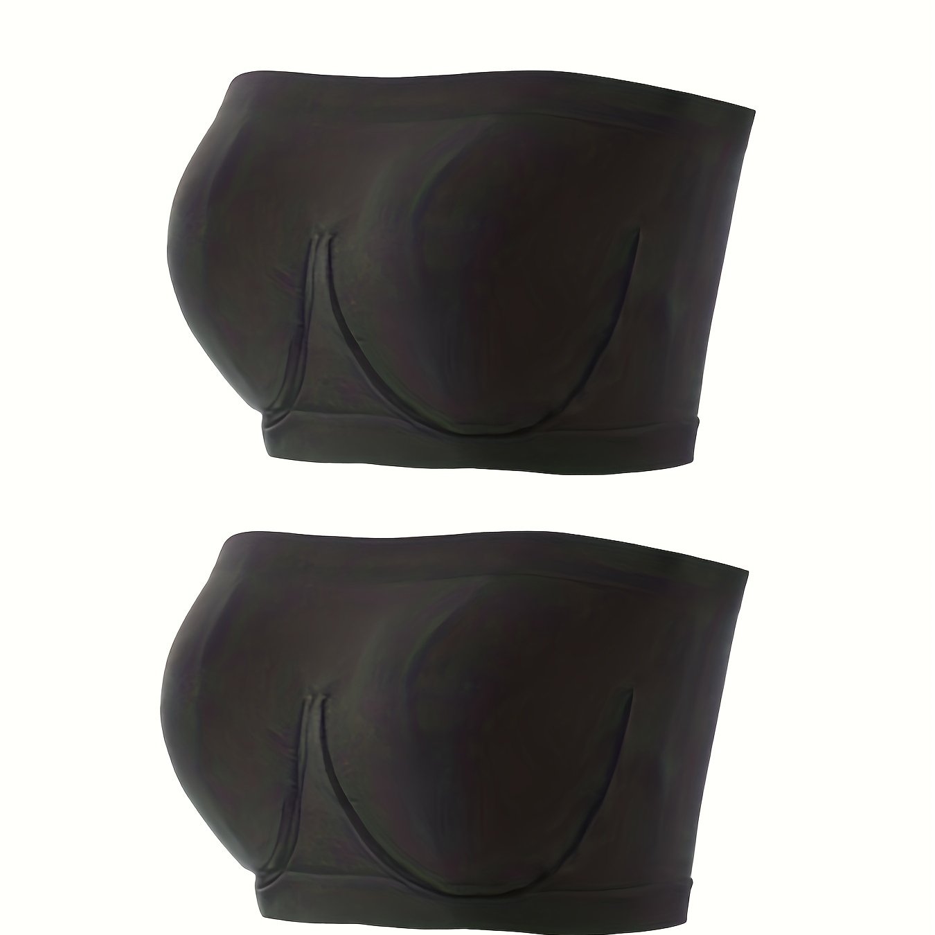 2 Pack Plus Size Basic Tube Bra Set, Women's Plus Solid Seamless High  Stretch Wireless Tube Top Two Piece Set