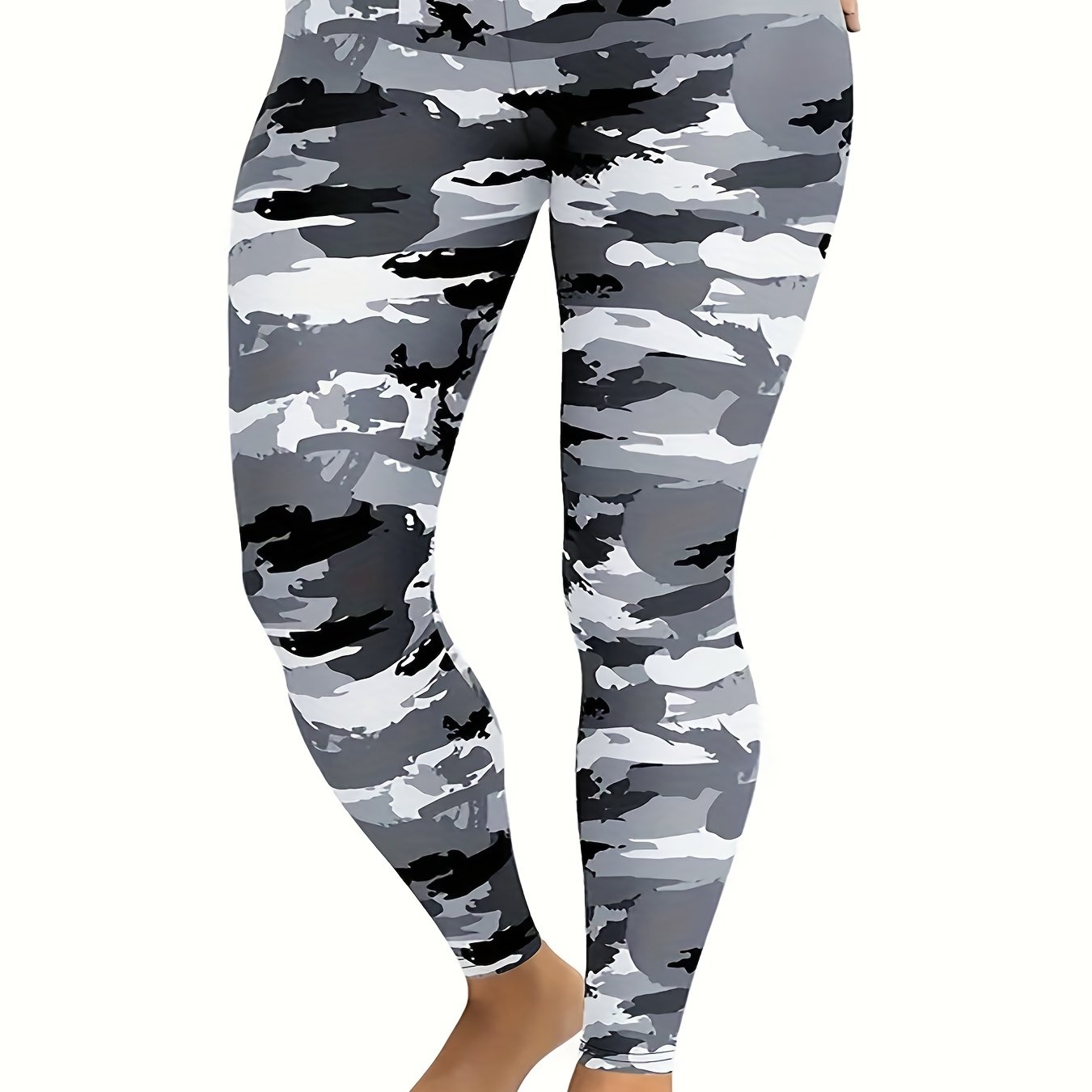 Plus Size Casual Leggings Women's Plus Camo Low High - Temu Norway