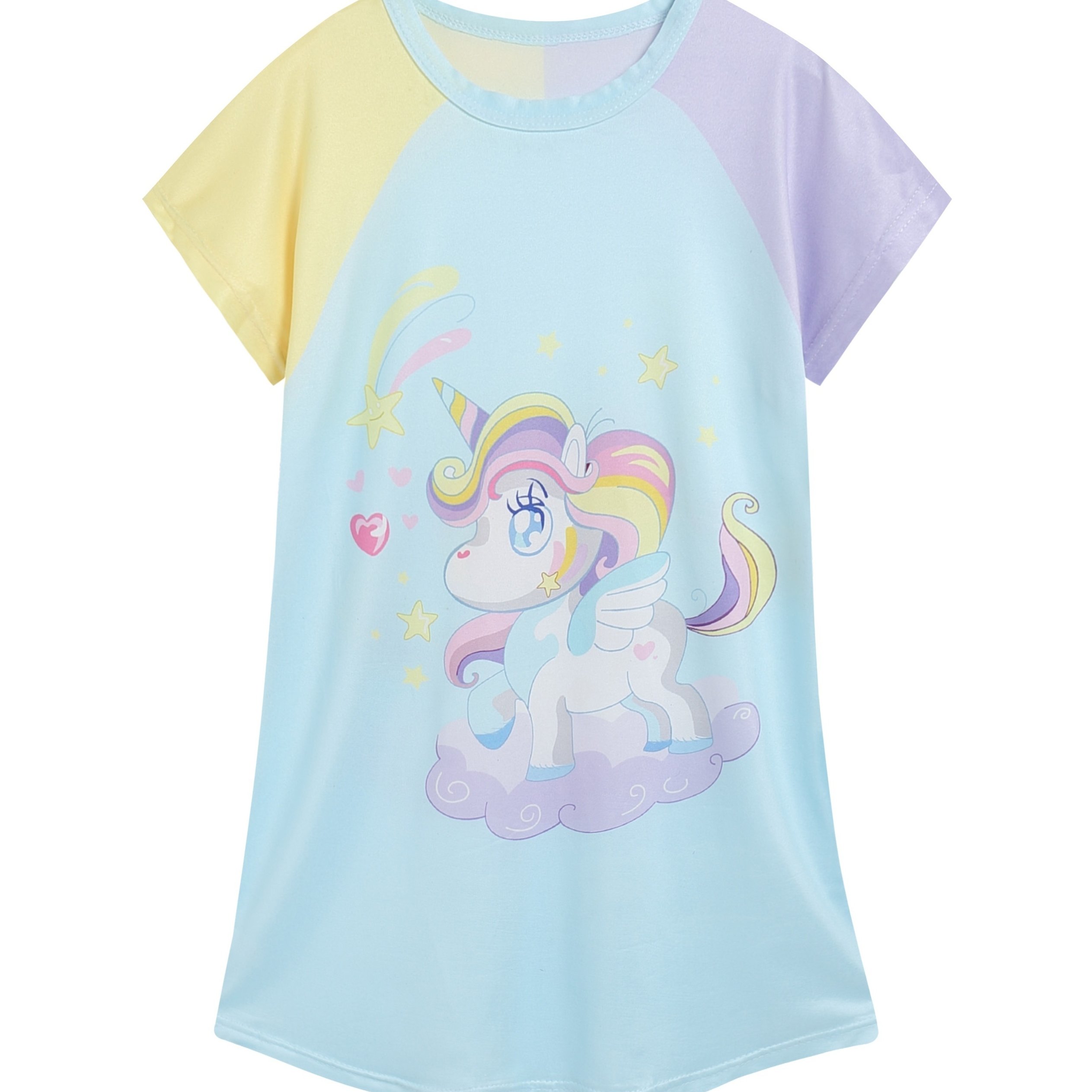 Girls' Afro Unicorn 2-Pack Unicorn Tops Light Grey/Deep Teal Size L (10-12)