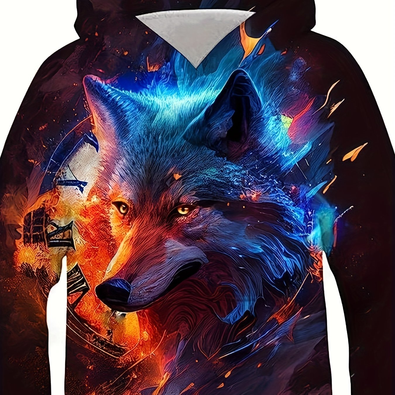 Fashion Wolf 3d Print Boys Casual Pullover Long Sleeve Temu