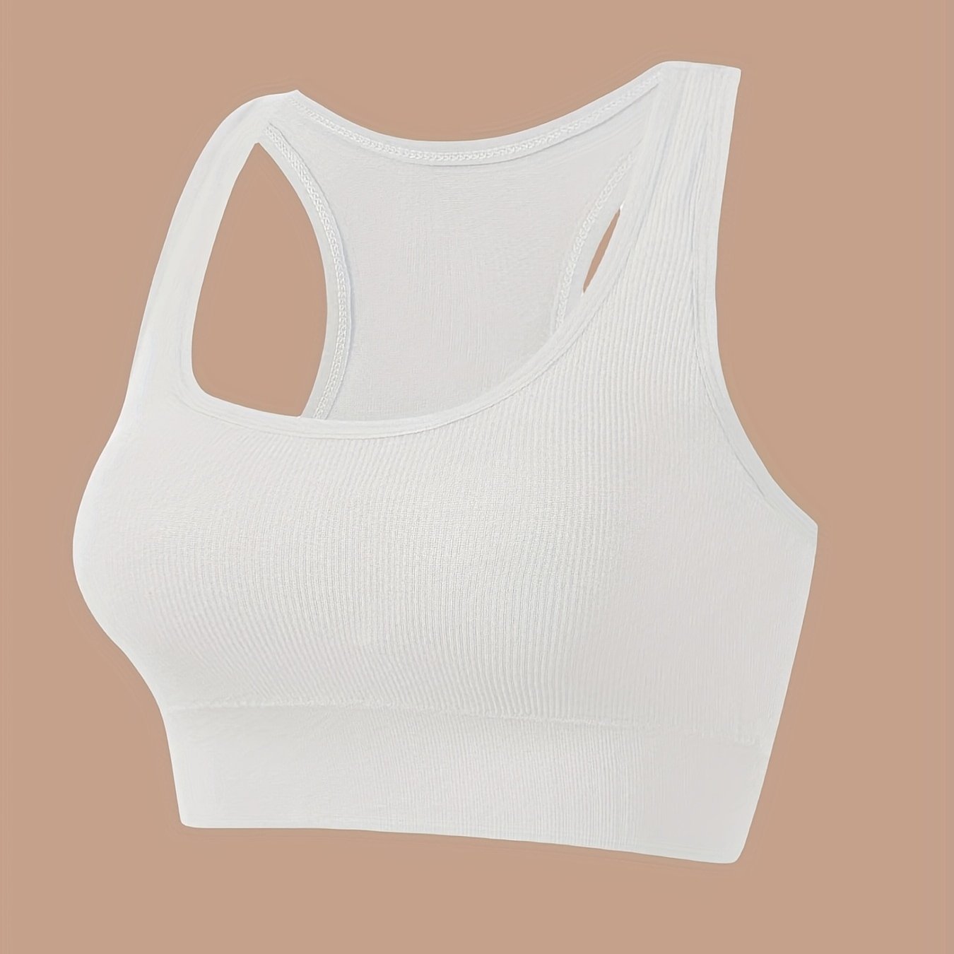 Ribbed Solid Sports Bra Comfy Breathable Yoga Fitness - Temu