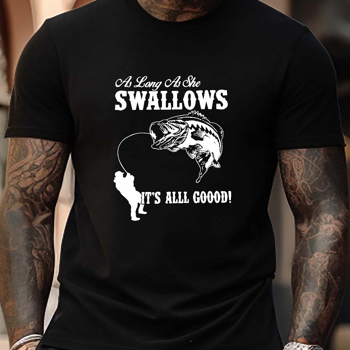 As Long as She Swallows It's All Good Funny Fishing Shirt Funny