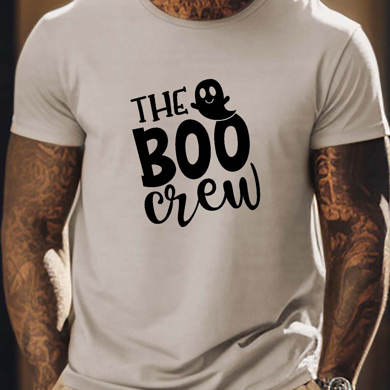 - Temu Boo Print Halloween Graphic T shirt Crew\