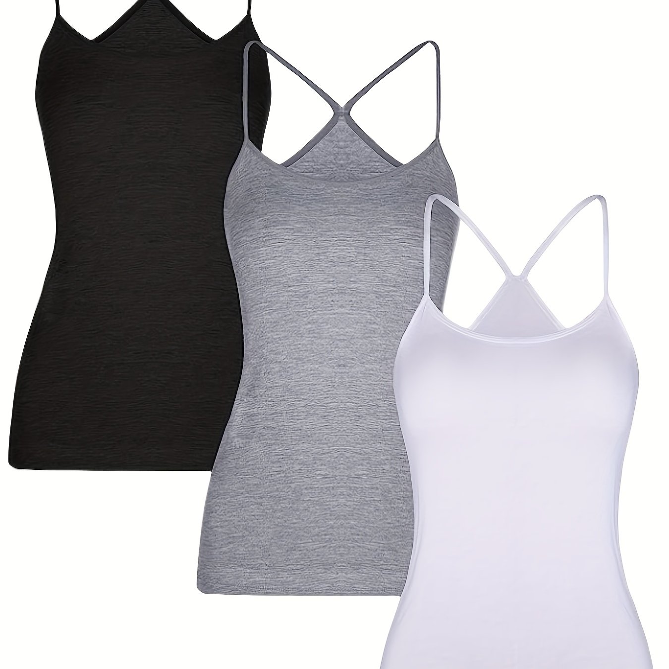 3pcs Women' Basic Stretch Tank Tops