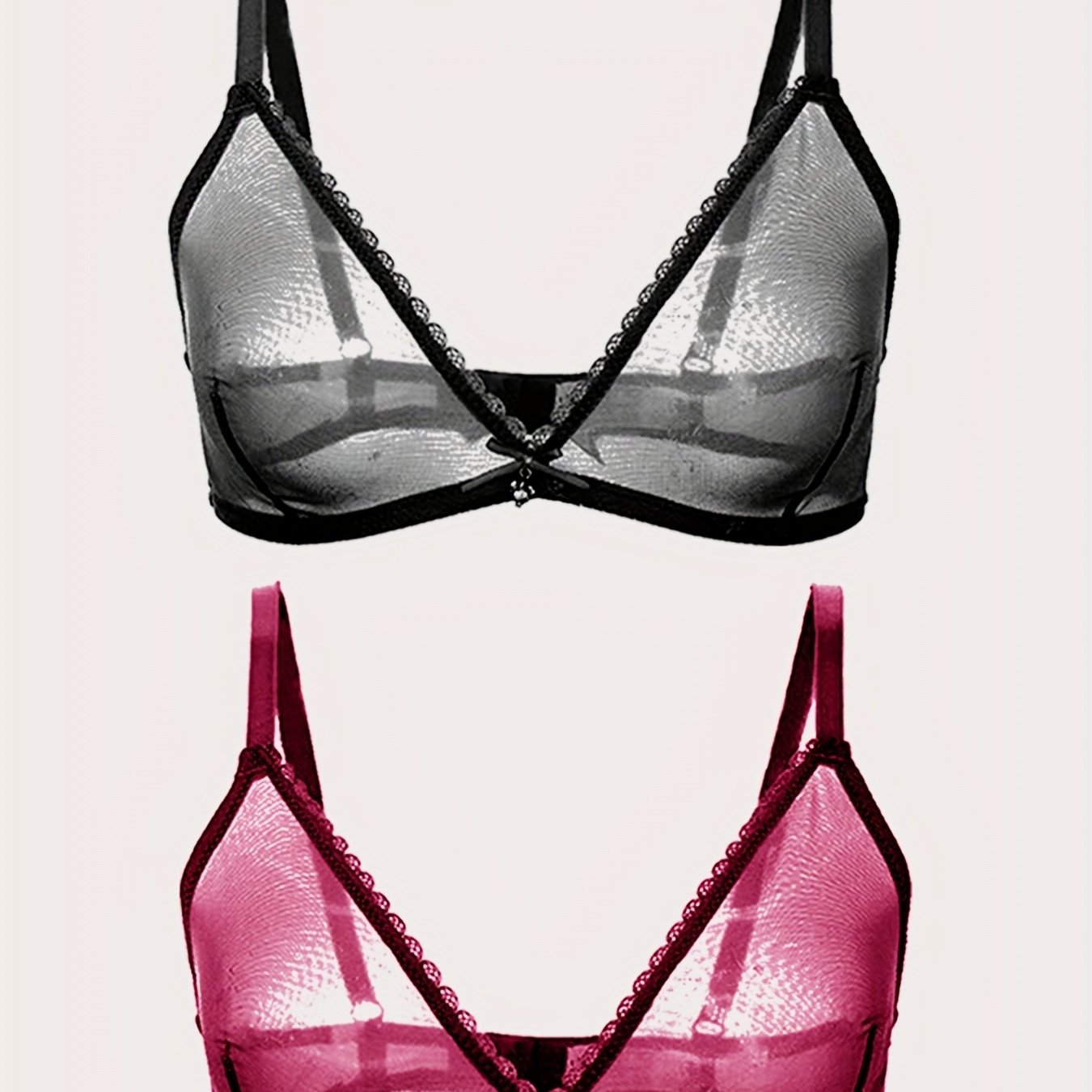 Lace Mesh Unlined Bras Comfy Breathable Sheer Wireless Bra - Temu