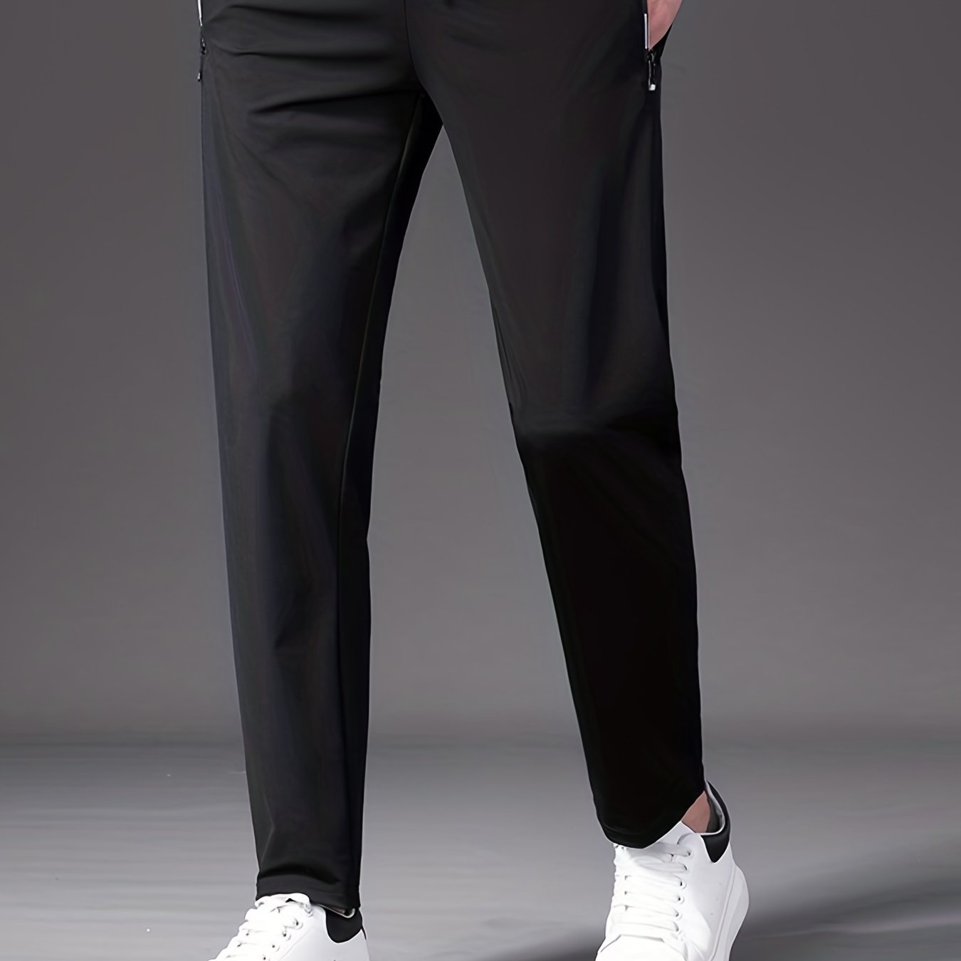 Men's Straight Leg Sports Pants Zipper Pockets Casual - Temu