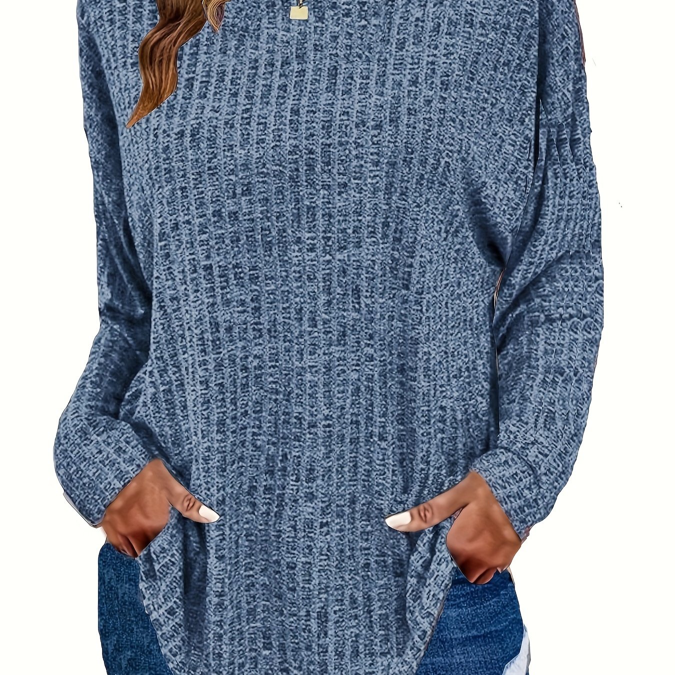 TEMU Size , Women's Ribbed Long Sleeve Round Top