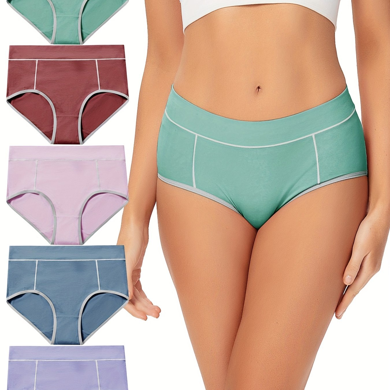 Colorblock Trim Briefs Comfy Breathable Stretchy Intimates - Temu