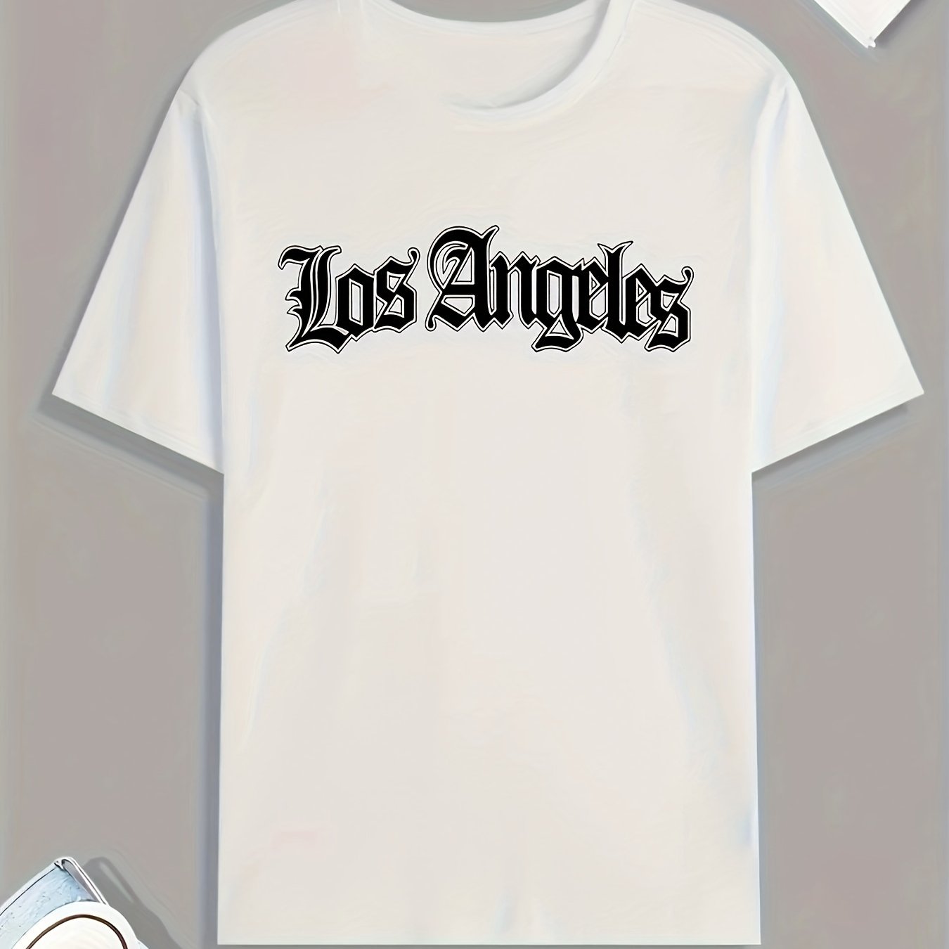 Image of Youth Casual Short Sleeve Los Angeles Letter Print T-shirt, For Teenager, For Teenager
