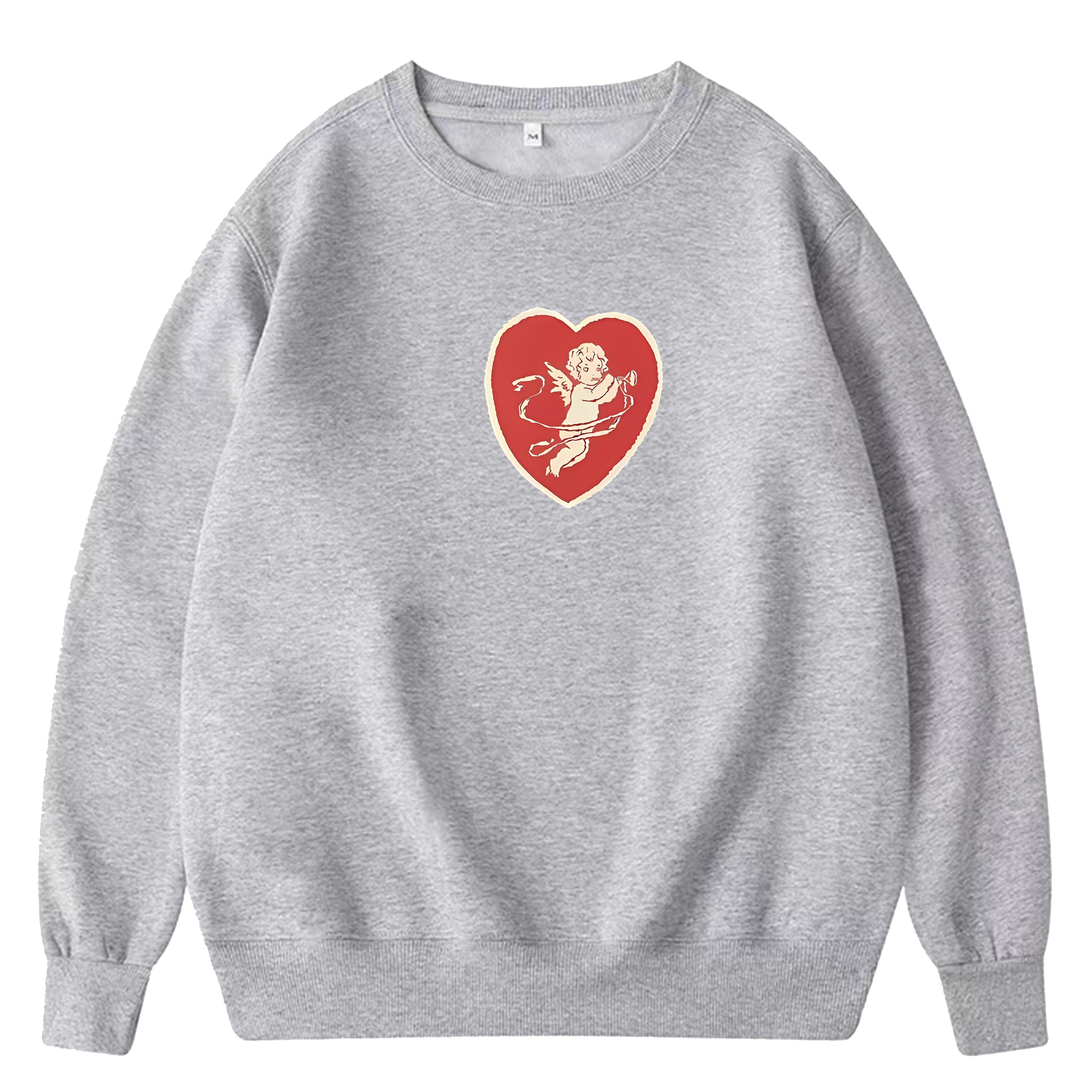 Baby Angel In A Heart Graphic Print Men's Casual Creative Pullover