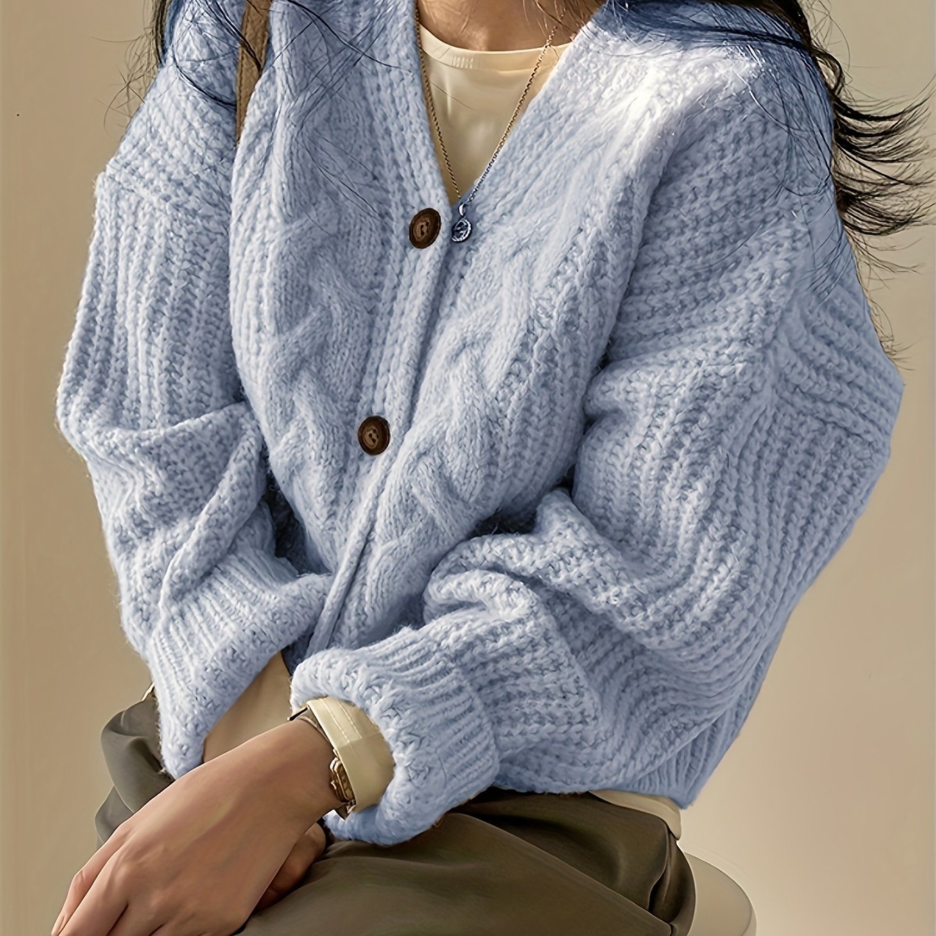 HAILEY Cardigan Tweed Design Cardigan Women Designer Wear Plaid Jacket  Statement Gold Buttons Chunky Knit Cardigan 