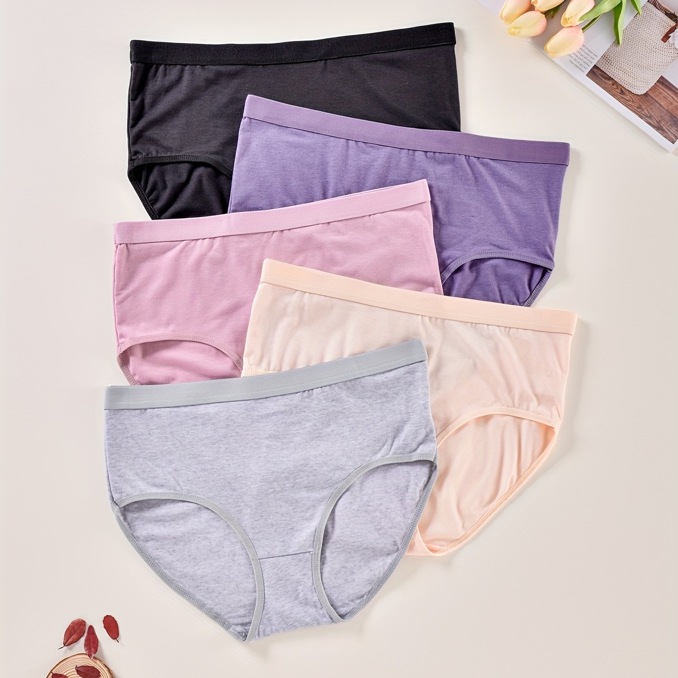 Plus Size Basic Underwear Set Women's Plus Plain High - Temu