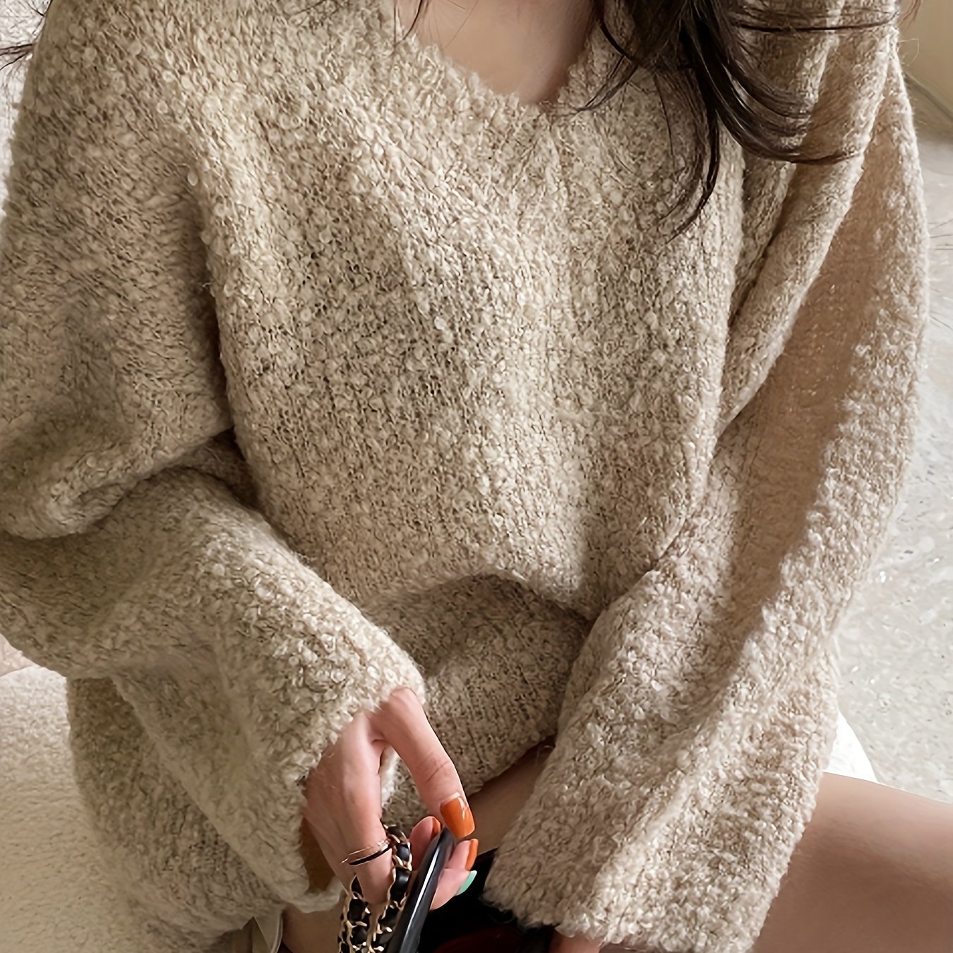 Fuzzy hotsell tan sweater