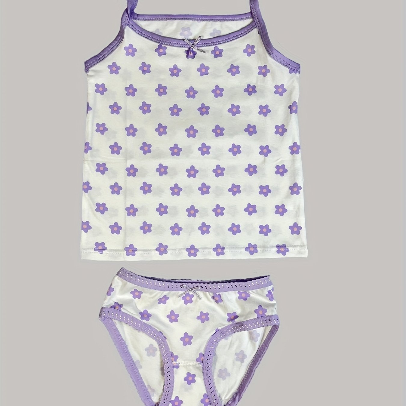 2pcs Girl's Underwear Set, Cami Top & Briefs Set, Floral Allover Print  Camisole, Kid's Clothes