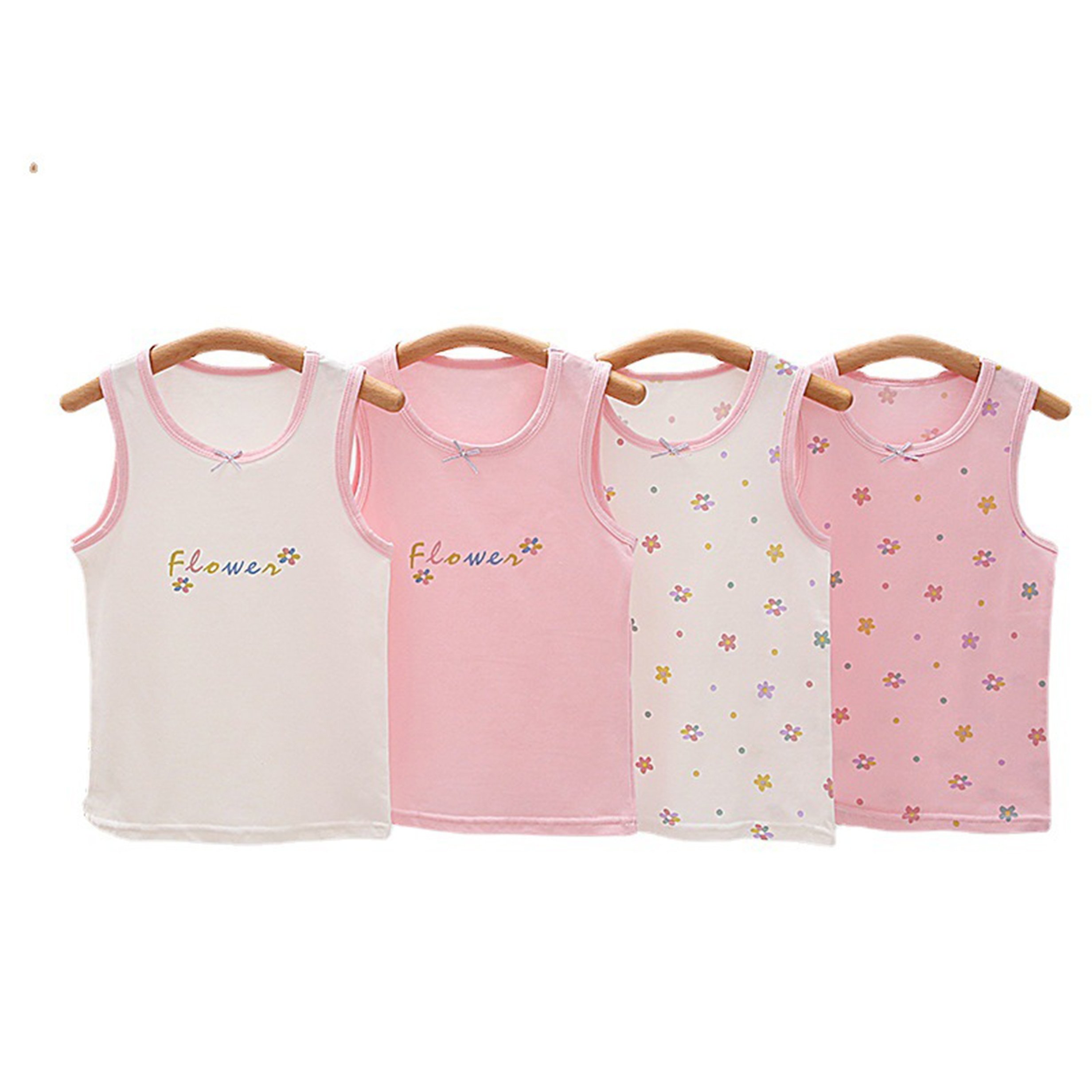 4pcs Printed Vest | Simple And Comfortable Breathable Base, Suitable For Over 3 Years Old