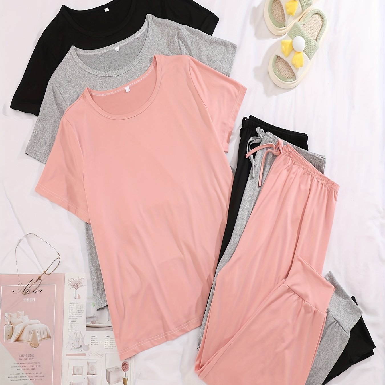 3pcs Short Sleeve Long Pants Legging Set