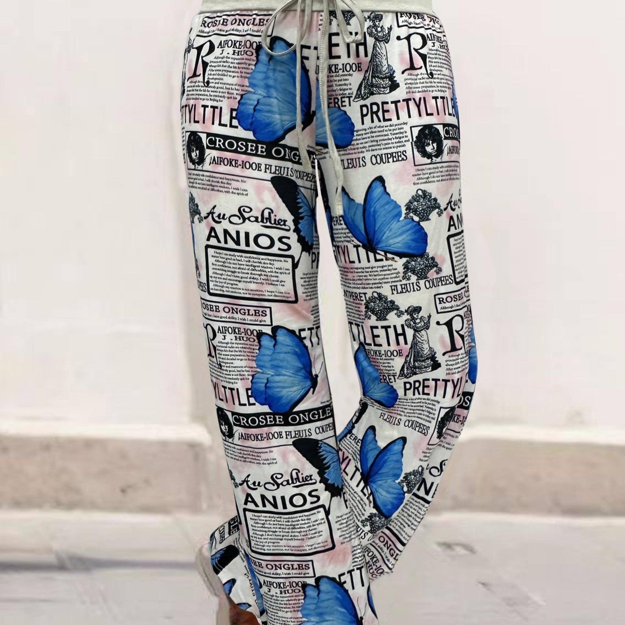 Butterfly Print Drawstring Sweatpants Fashionable Versatile - Temu Oman