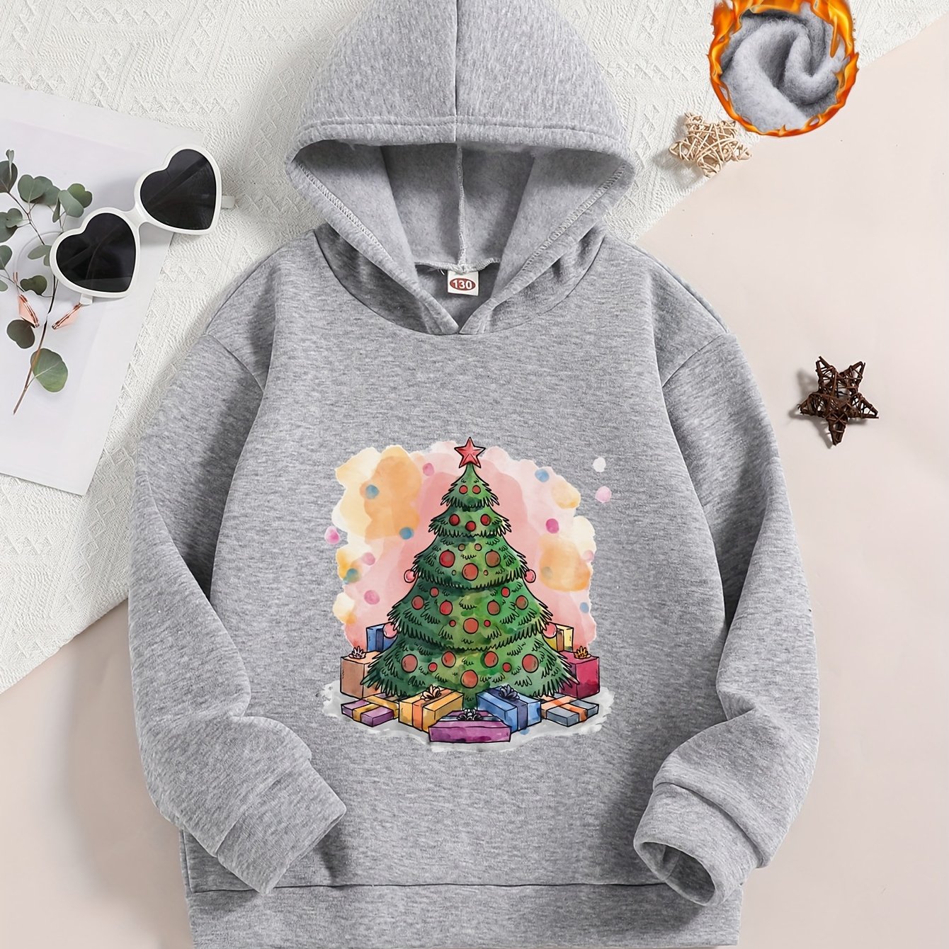 Girls Hoodie Christmas Tree Print Casual Outwear Pullover Sweatshirt For  Teen Kids, Fall/ Winter, Christmas Gifts - Temu