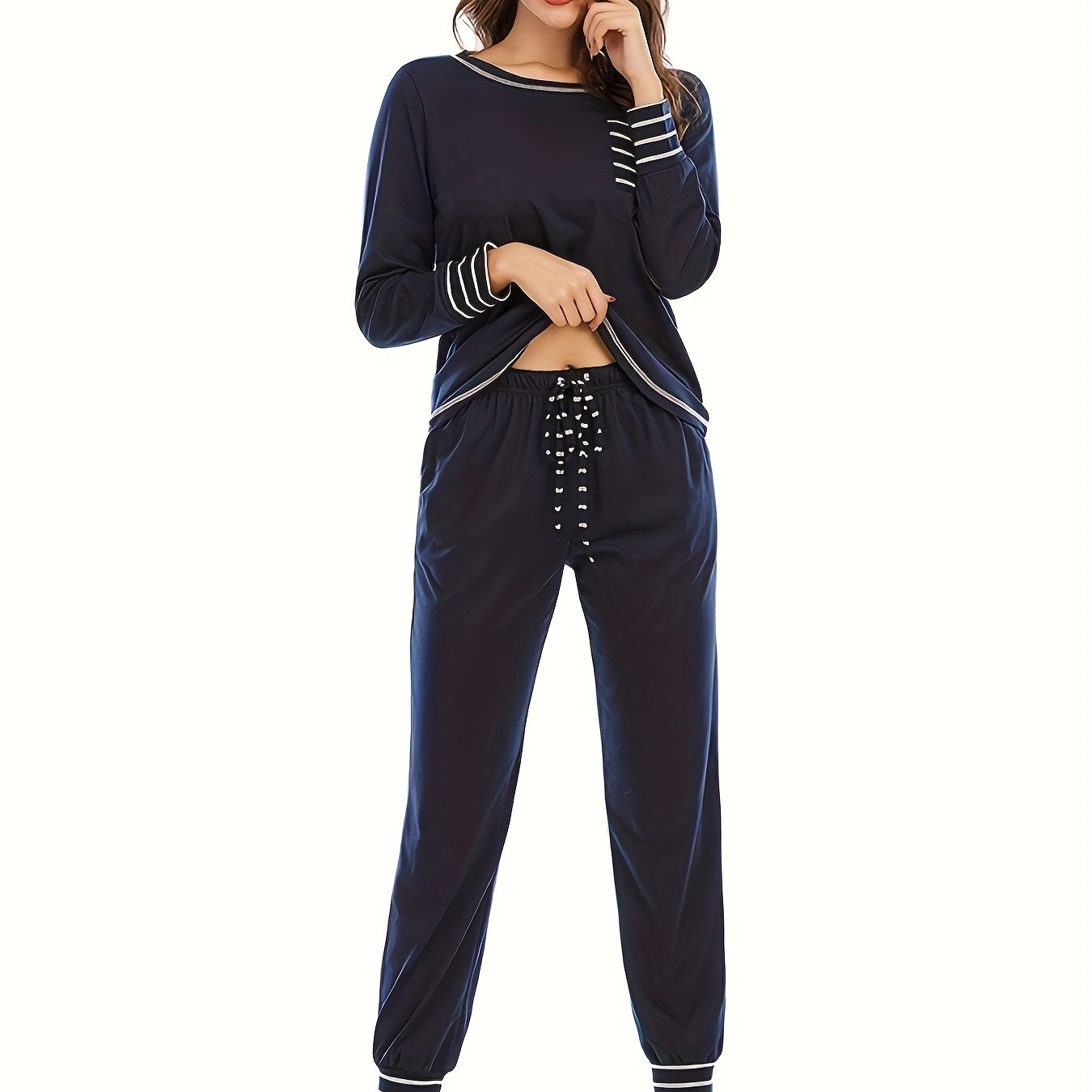 Image of Women's Long Sleeve Pajamas With Pants Sleepwear Loungewear Pjs Set