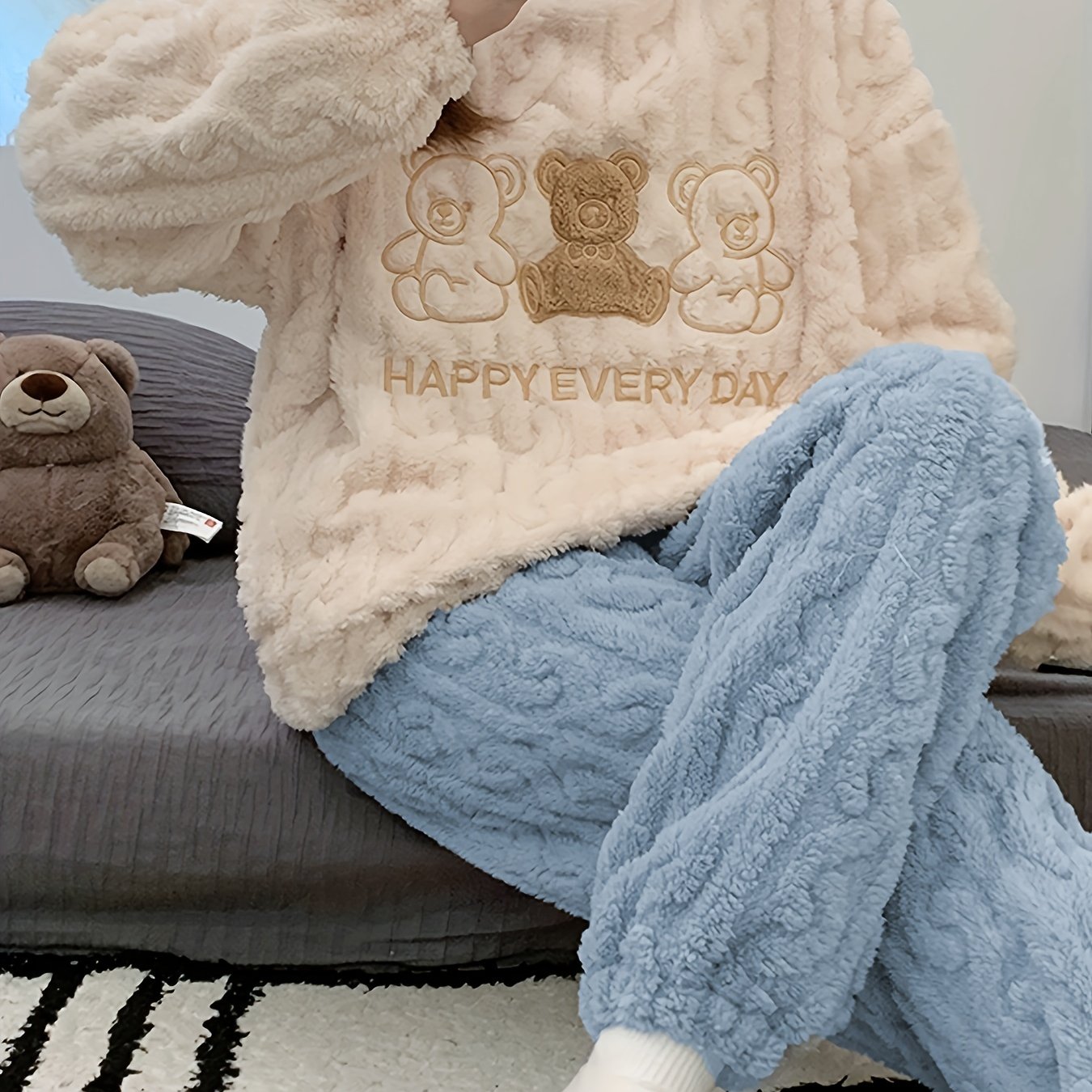 Cozy Cartoon Bear Print Womens Cotton Pajama Set For Autumn/Winter Hometime  Sleepwear 230310 From Kong00, $21.98