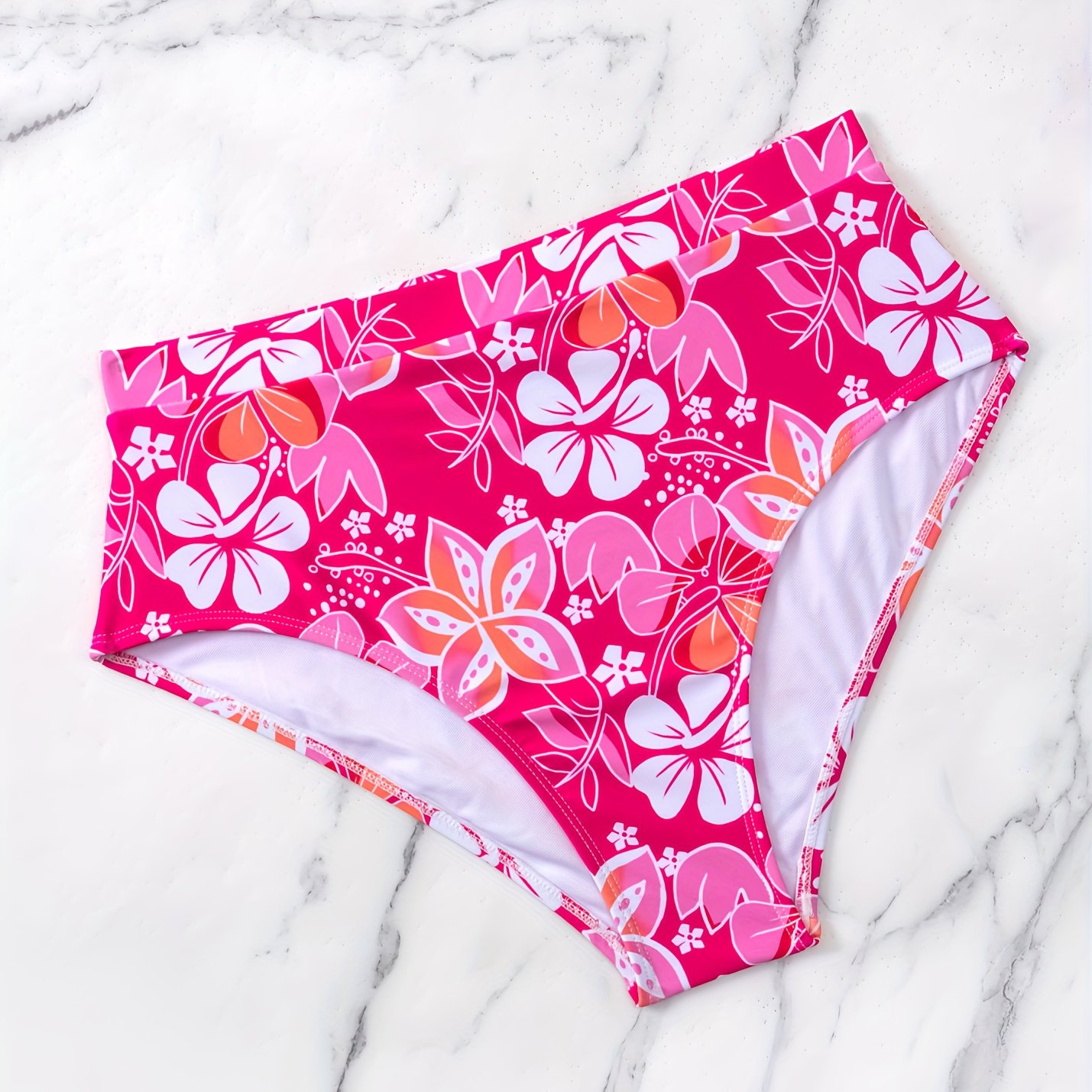 Super High Waist Bikini Bottom, Bermudes Floral Bouquet