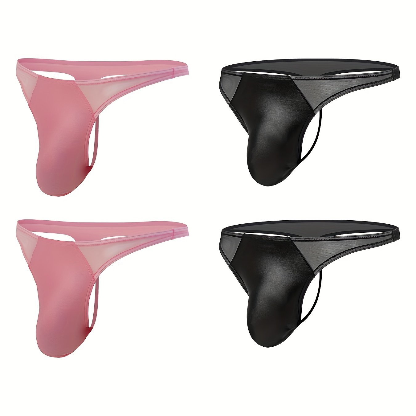 Men's Sexy Thong Mesh Splicing Thongs Underwear Patent - Temu
