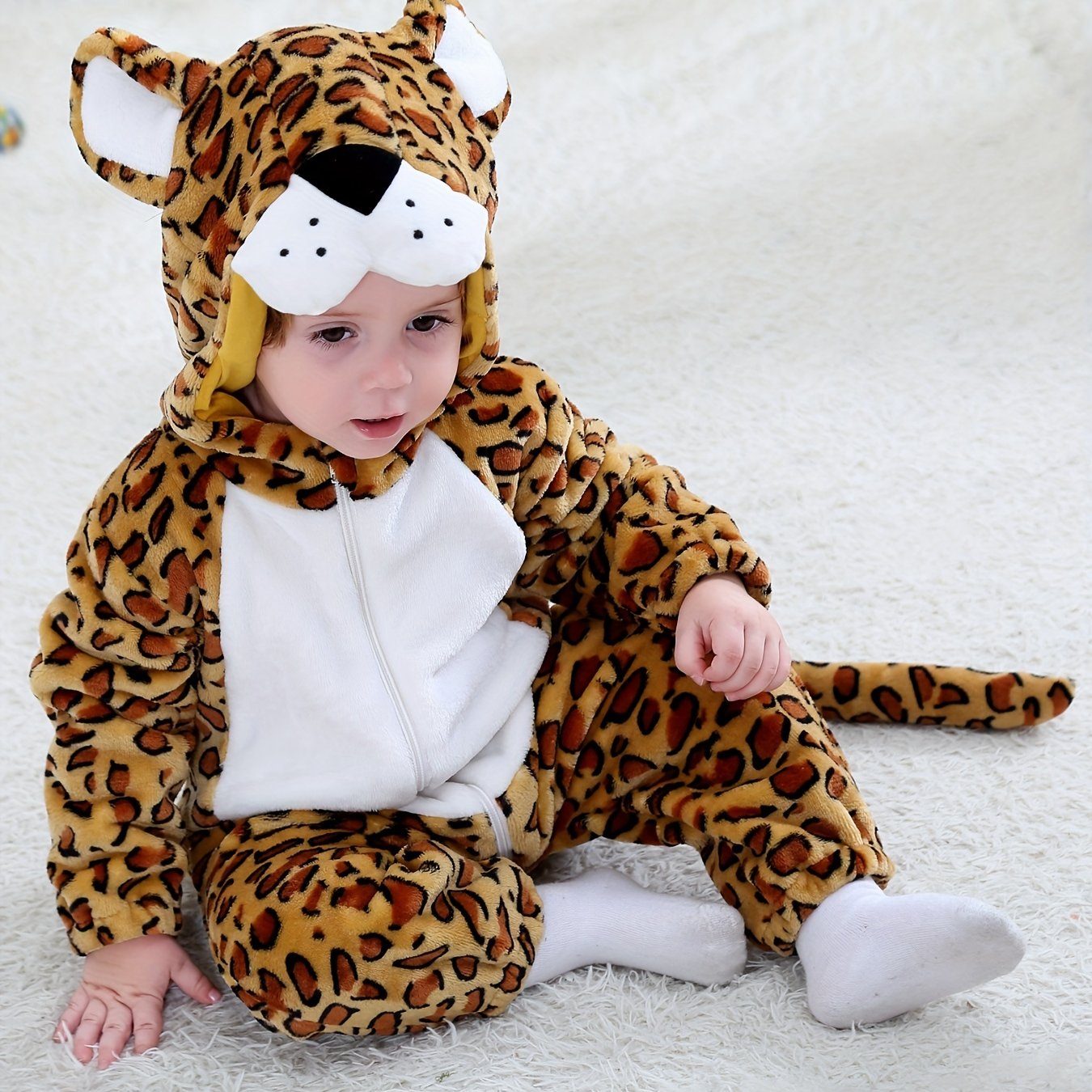 MARQUEUNE Combinaison bébé combinaison hiver capuche (léopard des