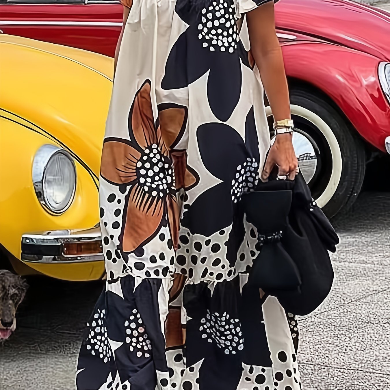 Plus Size - Plus Size - Off-the-shoulder Printed Dress