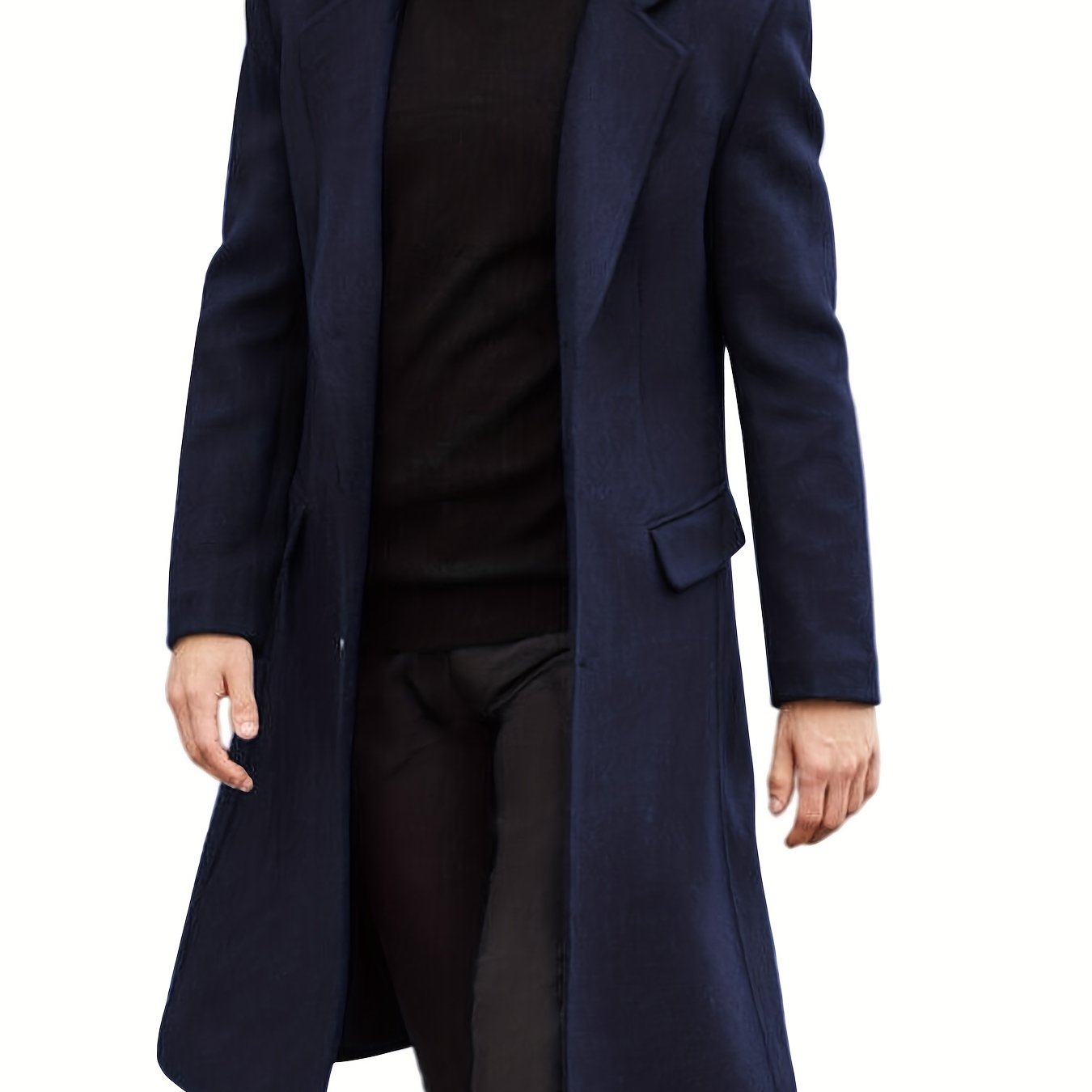 Plus Size Men's Fashion Fleece Coat For Autumn/winter, Double-breasted  Lapel Coat, Mid-length Windbreaker For Big & Tall Males