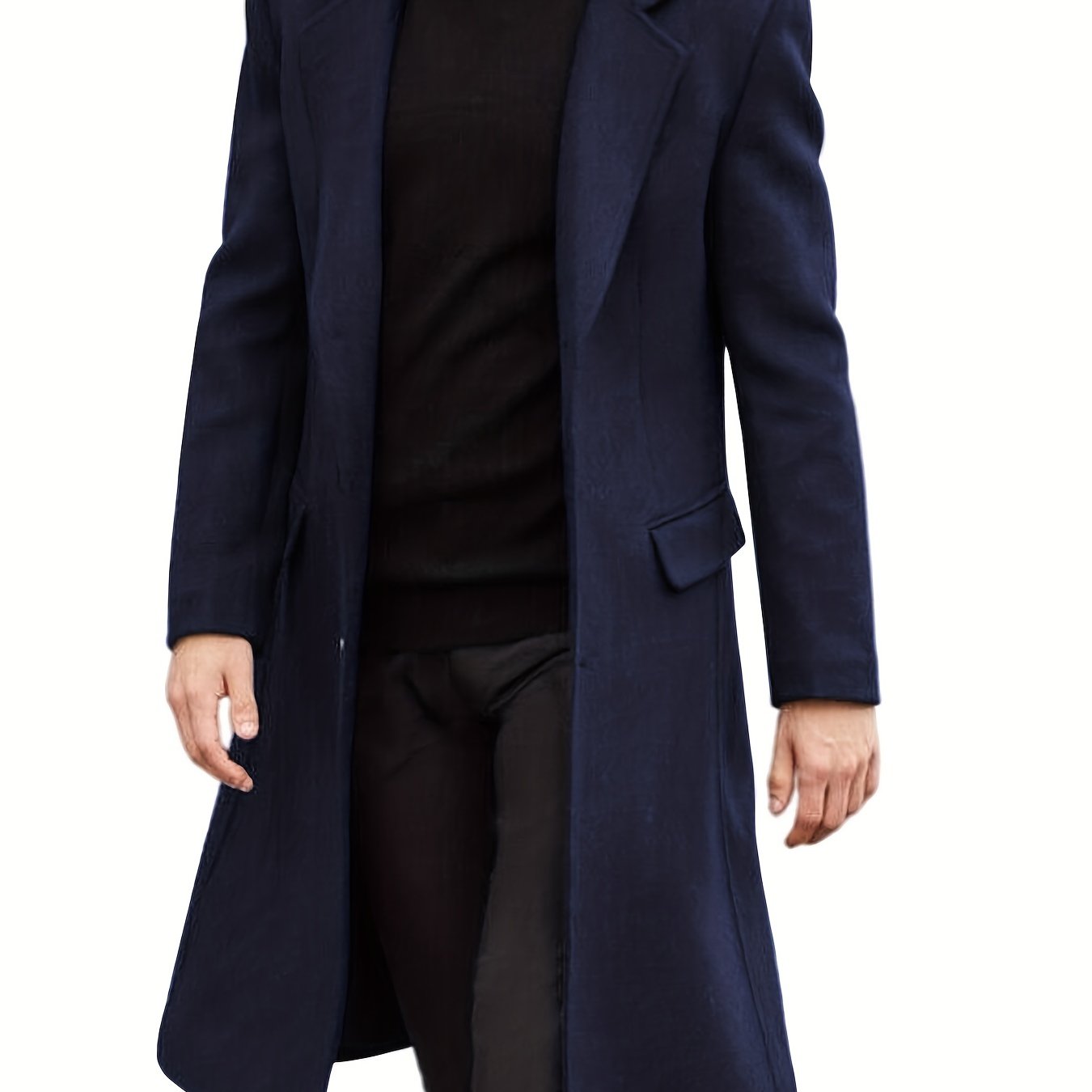 Plus Size Men's Solid Coat Fashion Fleece Long Jacket - Temu