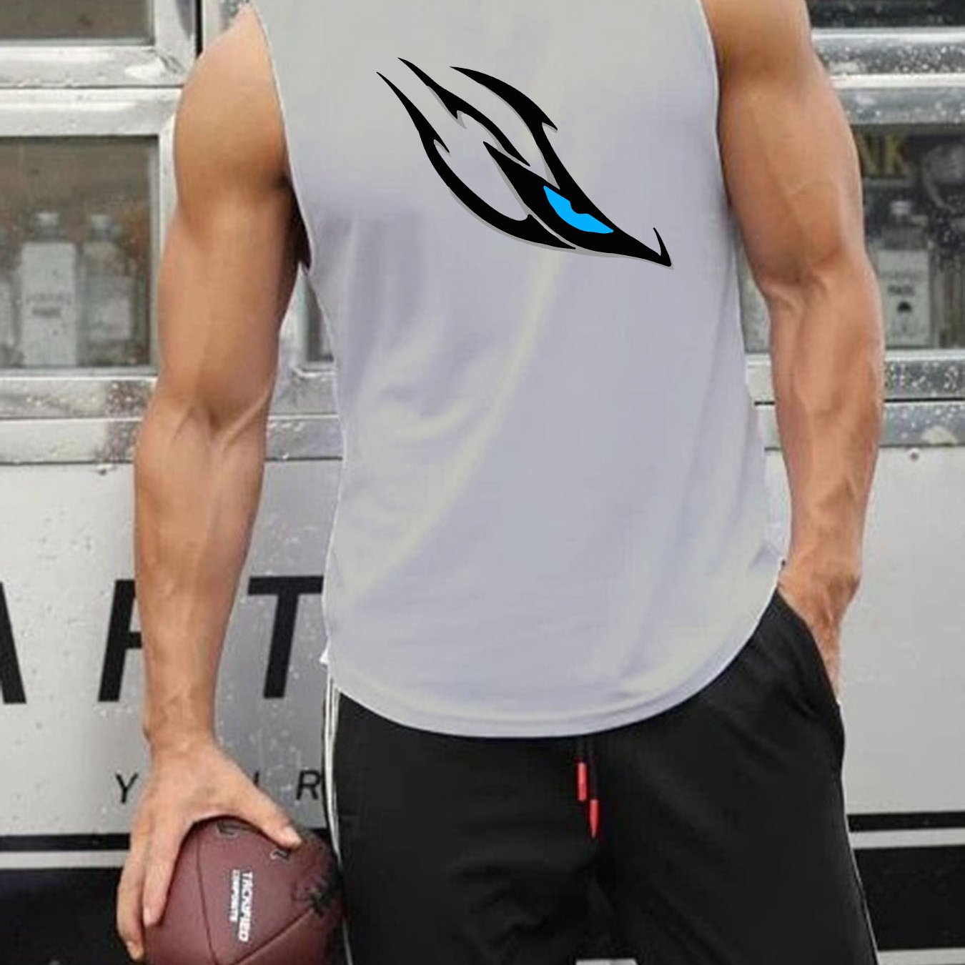 TEMU Men's Quick-dry Sleeveless Shirt - Breathable Moisture-wicking Training Top With Round Neck For Basketball, Workout & Summer Sports - Athletic