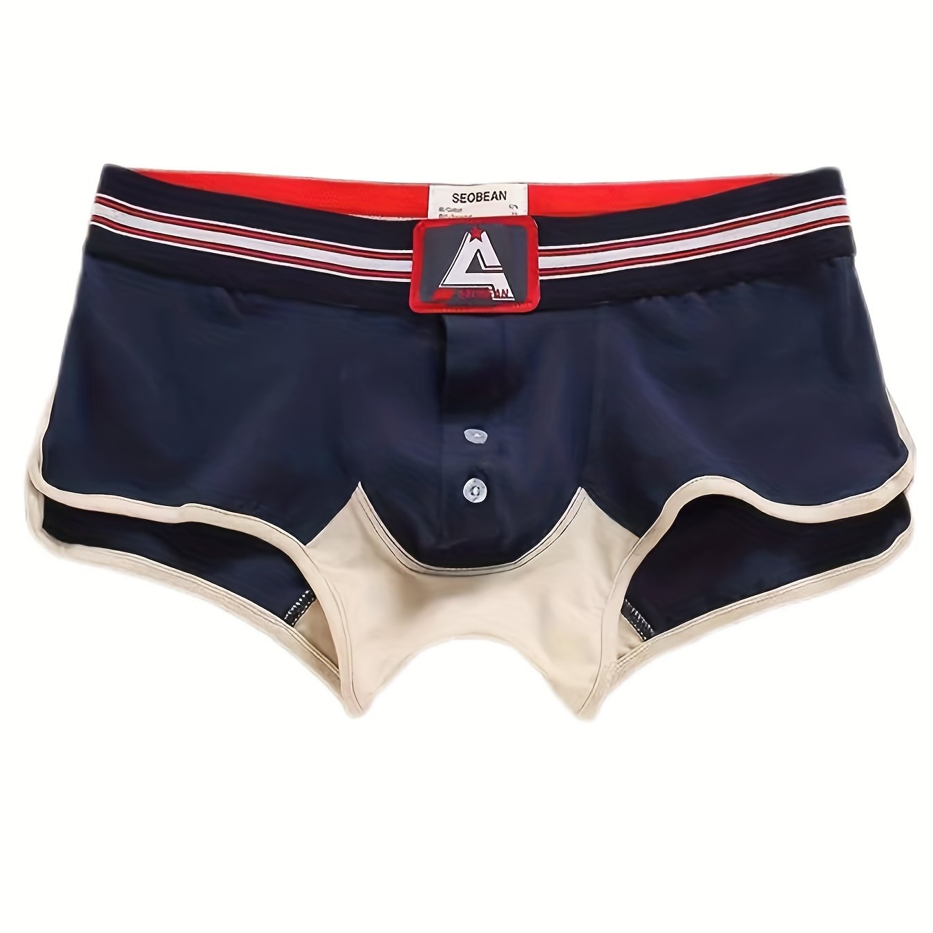 Xibin Flat Briefs Men's Underwear Mid-low Waist Open-front U-pouch Contouring Sexy Square Pants Comfortable Breathable Base Layer