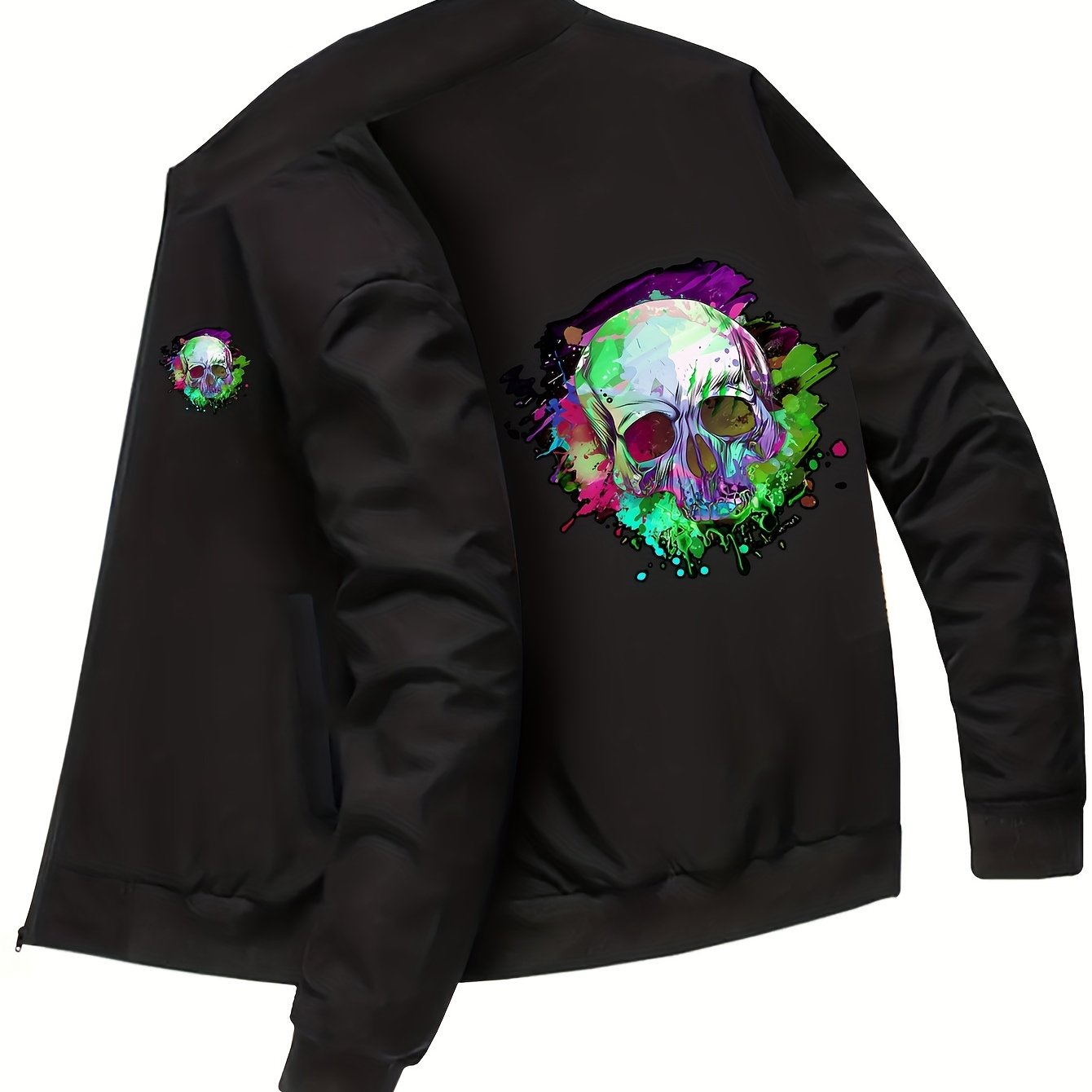 Halloween Plus Size Men's Colorful Skull Print Baseball - Temu