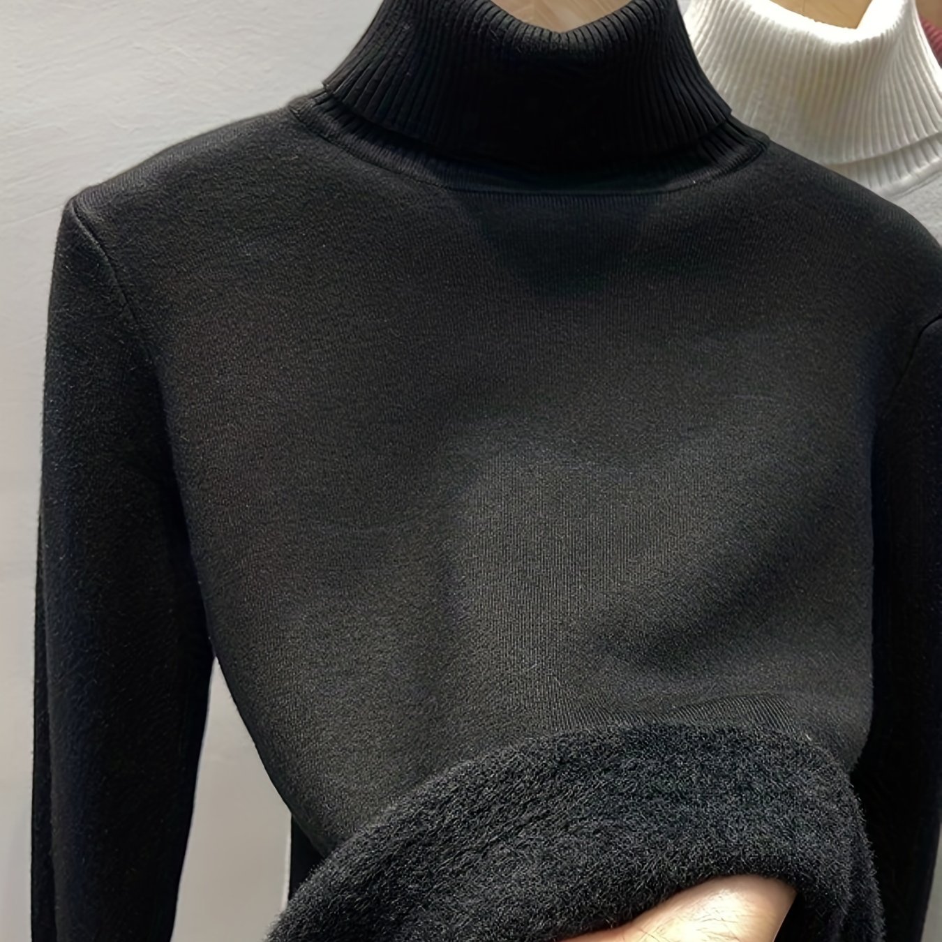 New 1pc Versatile Base Layer Top, Plush, Thickened, High Neck Sweater, Inner Layer