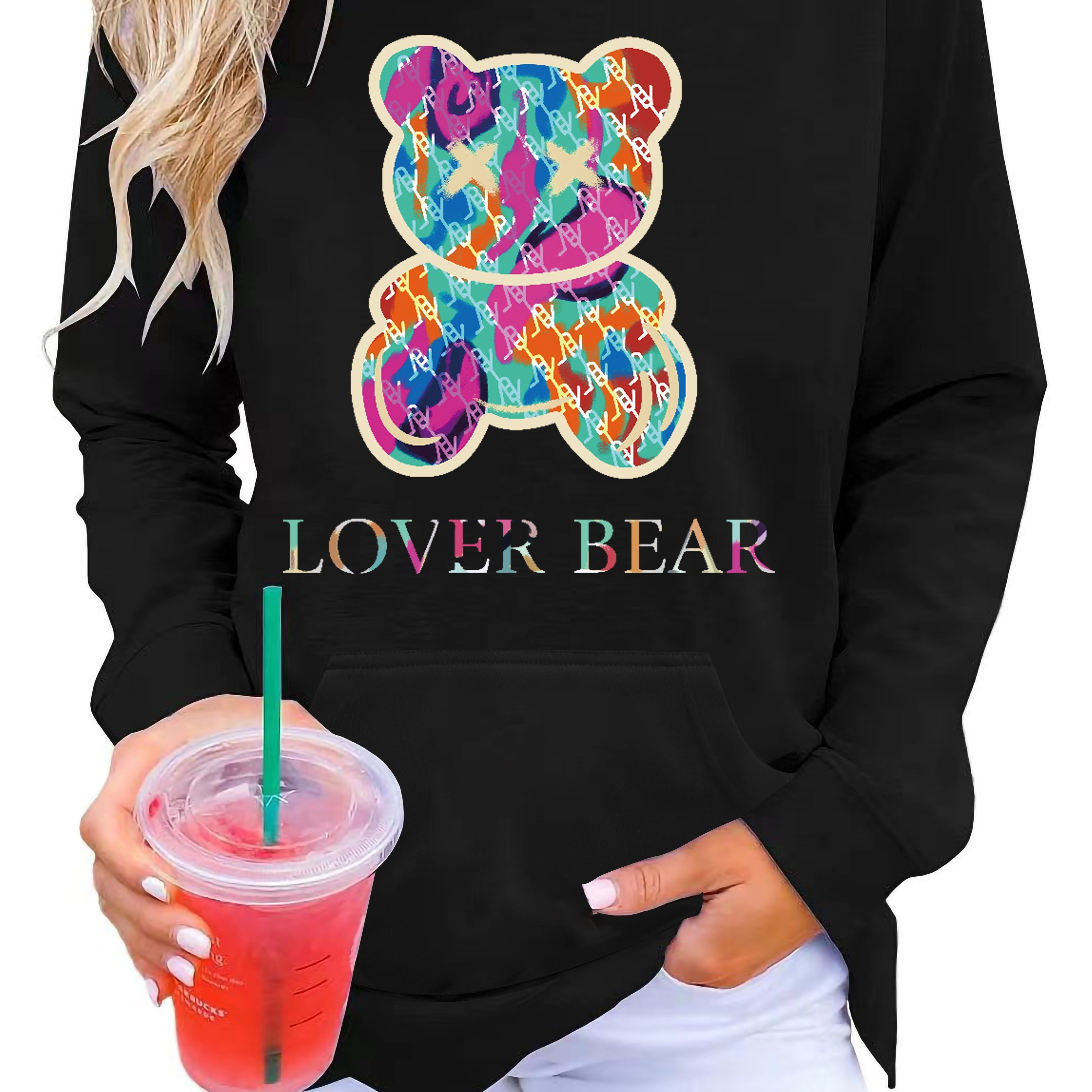 Chicago Bear Print Sweatshirt, Casual Long Sleeve Crew Neck Sweatshirt,  Women's Clothing - Temu