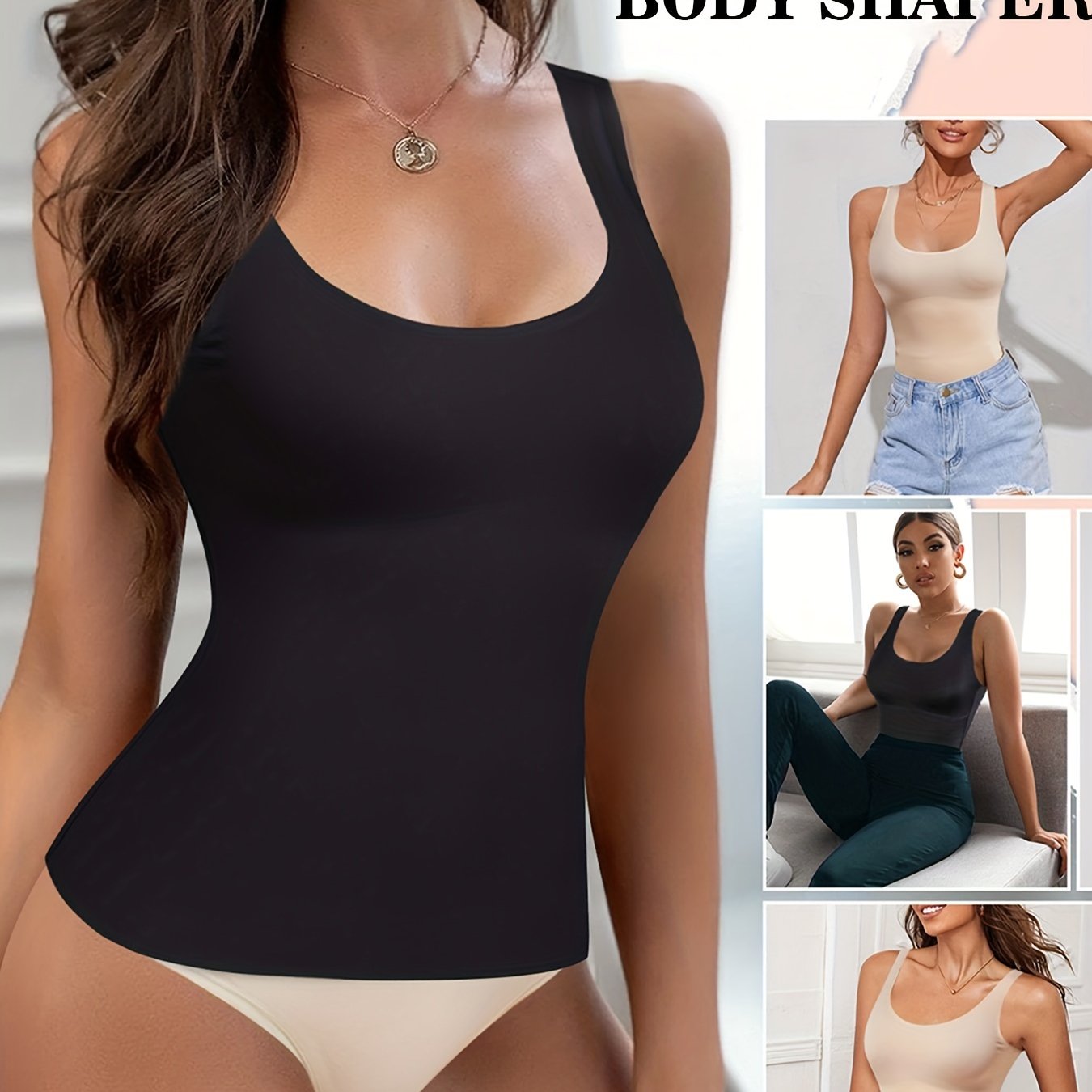 Seamless Solid Shaping Cami Tops Tummy Control Slimmer Top - Temu Canada