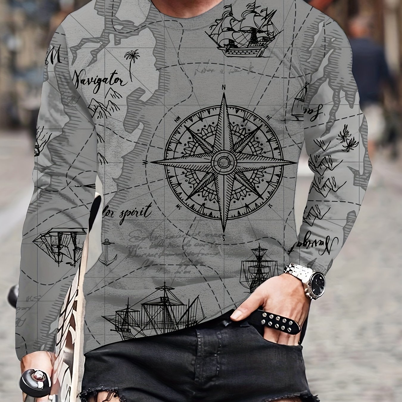 2023 Sailing Compass Men'S Shirts Summer Fashion Short Sleeve