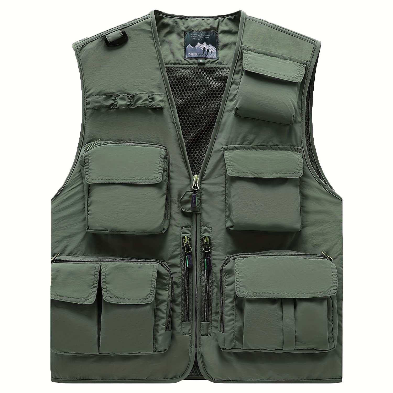 Zipper Pockets Cargo Vest, Men's Casual Outwear V Neck Zip up Vest