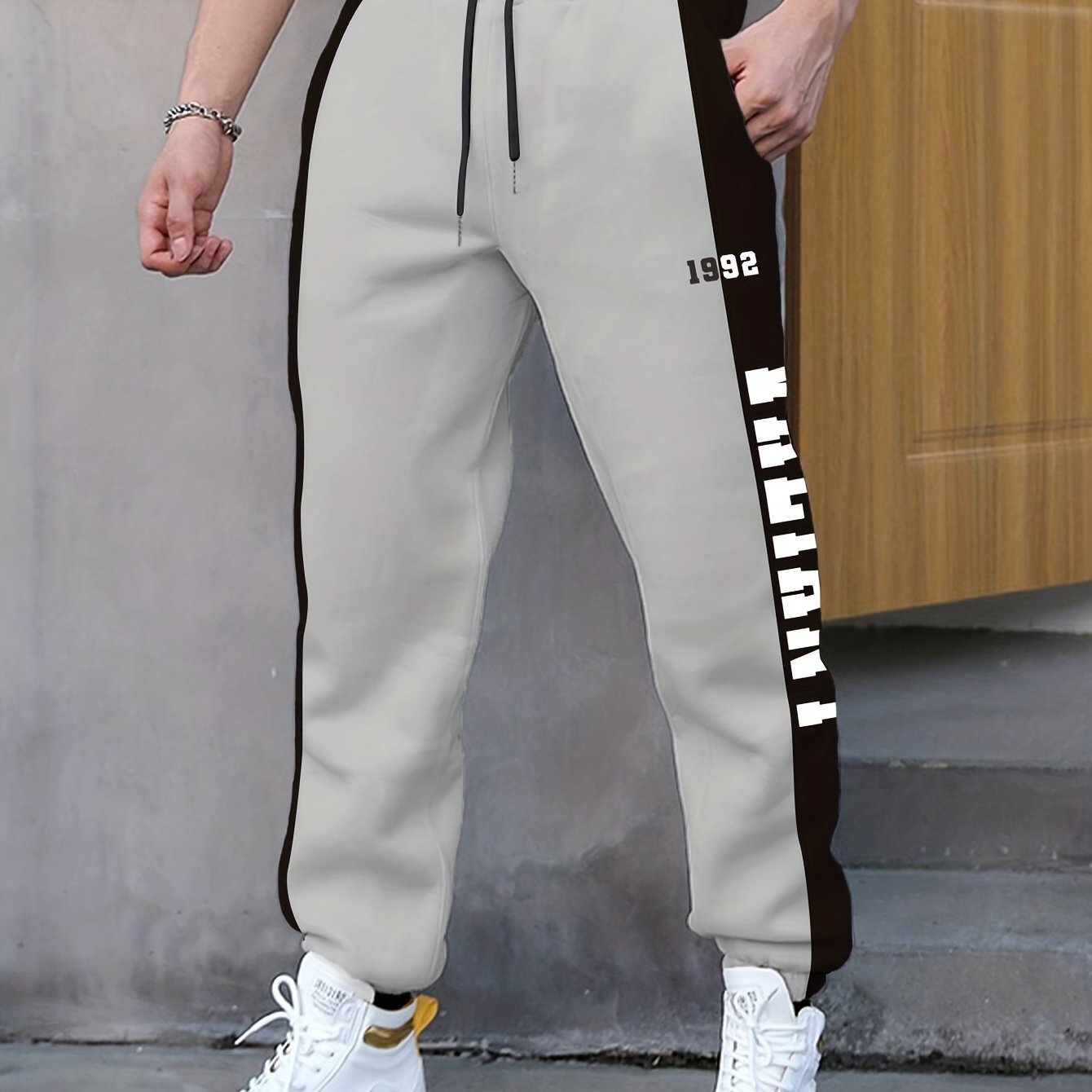 TEMU Letter Print Drawstring Sweatpants Loose Fit Pants Men's Casual Joggers For Men Winter Fall Running Jogging