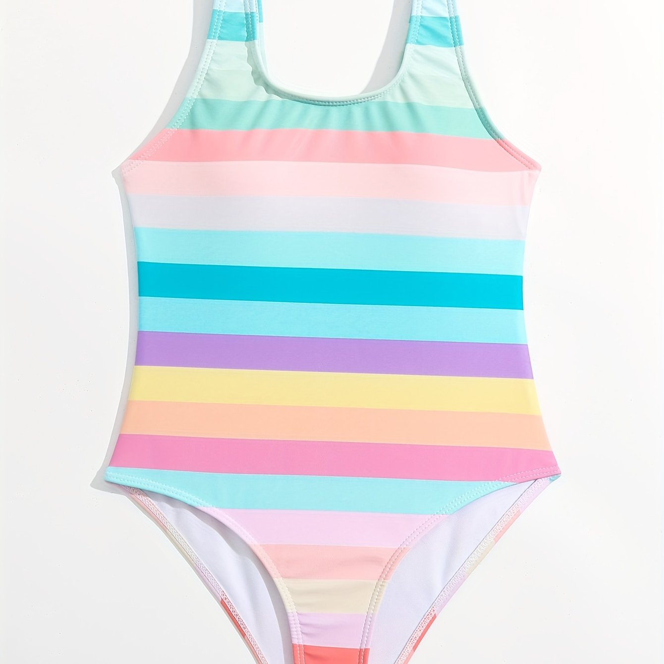 Rainbow Tripped Swimsuit Girls Kids Clothes Summer - Temu