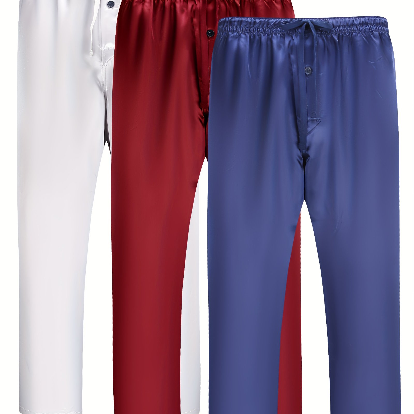 Men's Silk Satin Pajama Pants Soft Long Sleep Bottoms Pj Lounge Pant with  Pockets (S-3XL)