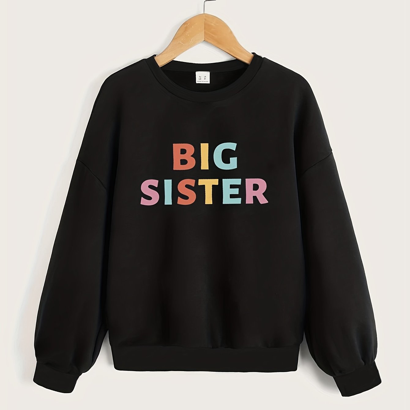 big Sister'' Print Girls Sweatshirt Smart Casual - Temu