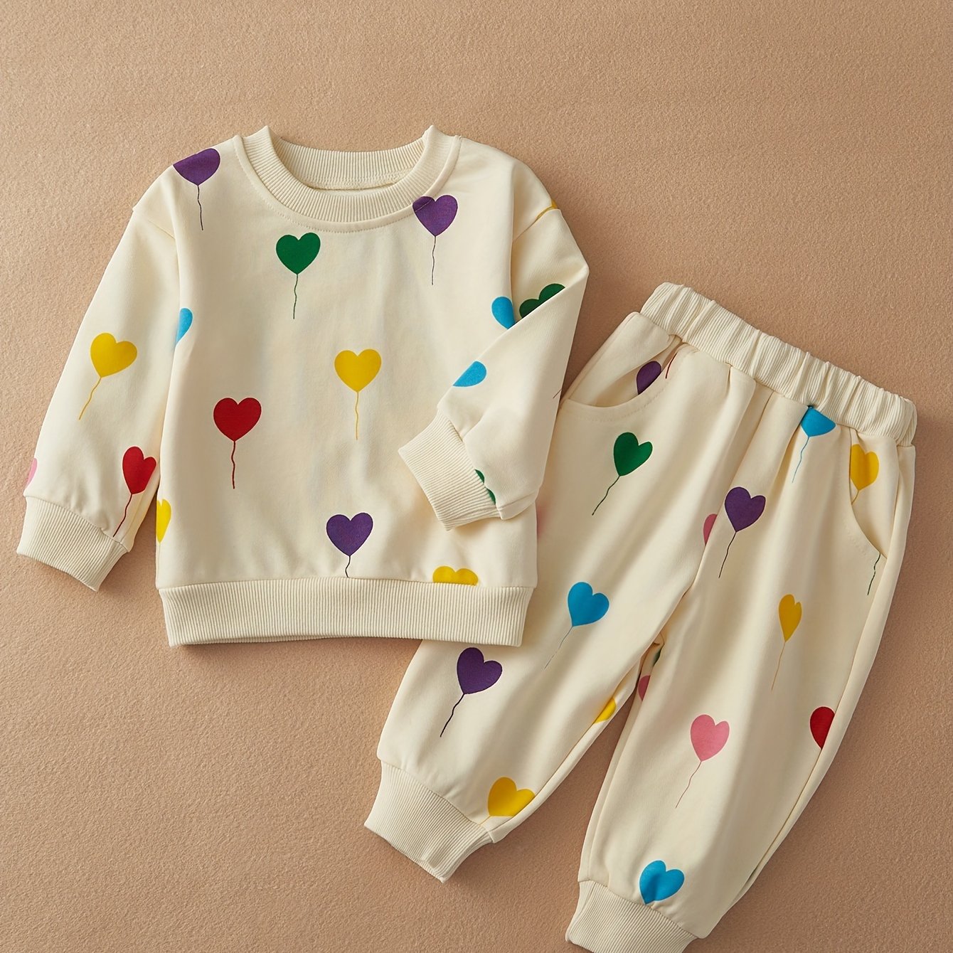 Autumn/winter Balloon Stylish Unisex Kids Sweatshirt Comfortable 2pcs Set, Perfect For Outdoor