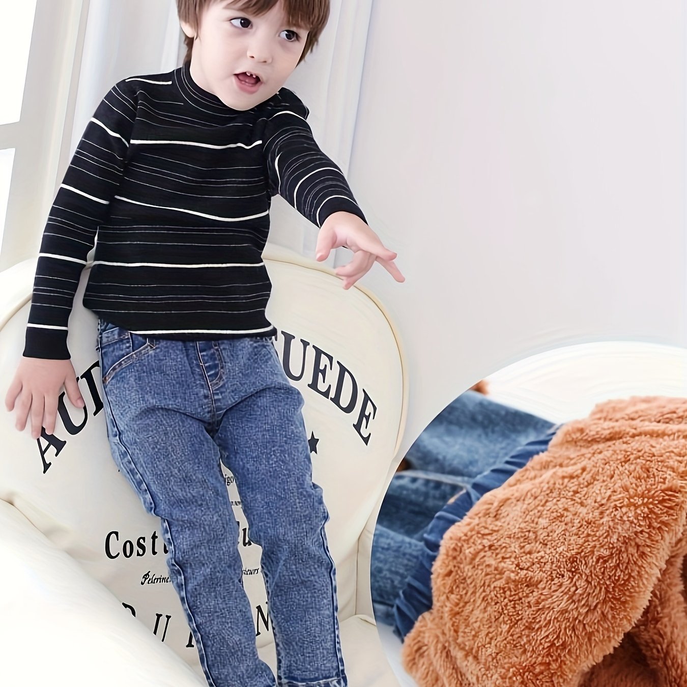 JEANS A GAMBA LARGA CON INTERNO IN PILE - Blu | Italia / Italy
