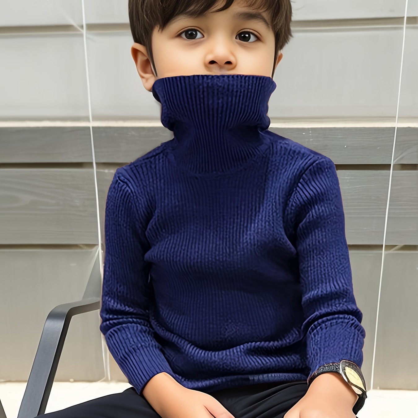 Achlibe Sweat Col Rond Bébé Garçon – Manches Longues Coton Doux, Couleur Unie, Pull Automne/Hiver Décontracté 0-3 Ans