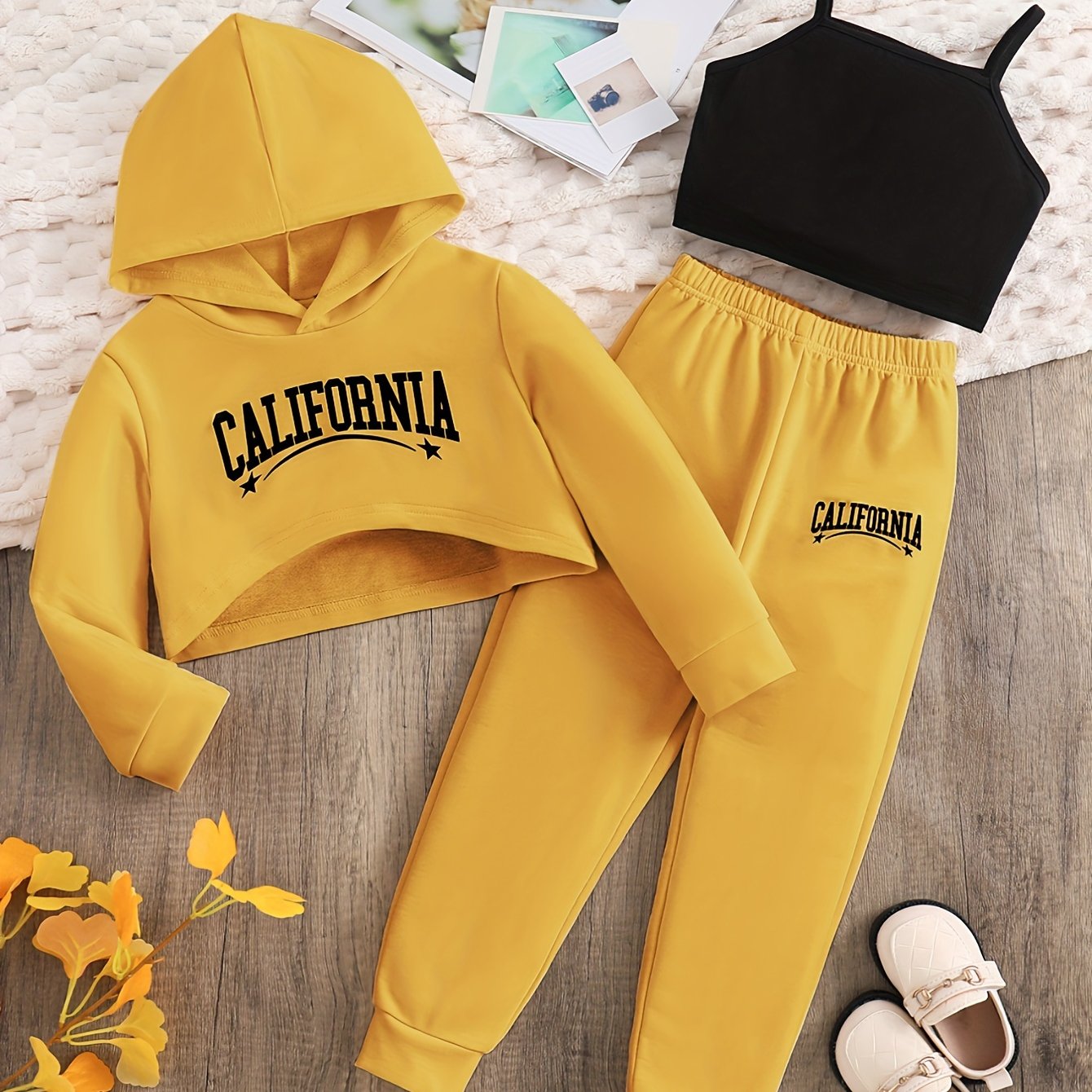 dmqupv Cute Teen Girl Outfits Toddler Kids Girls Clothing Sets Summer  Sunflower T Shirt Crop Top Hoodie Pants Set 