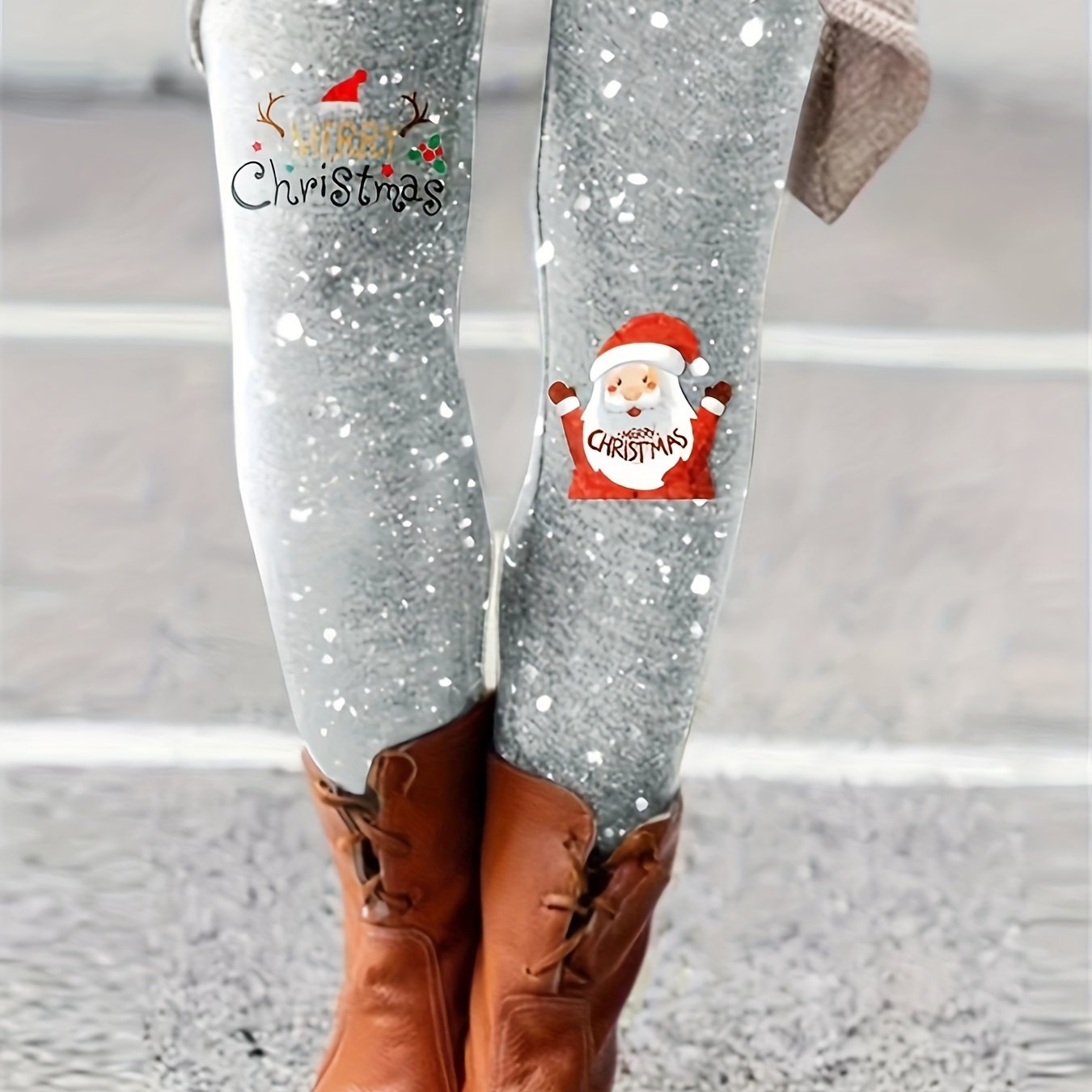 Intro Petite Size Love The Fit Legging Santa Print Leggings