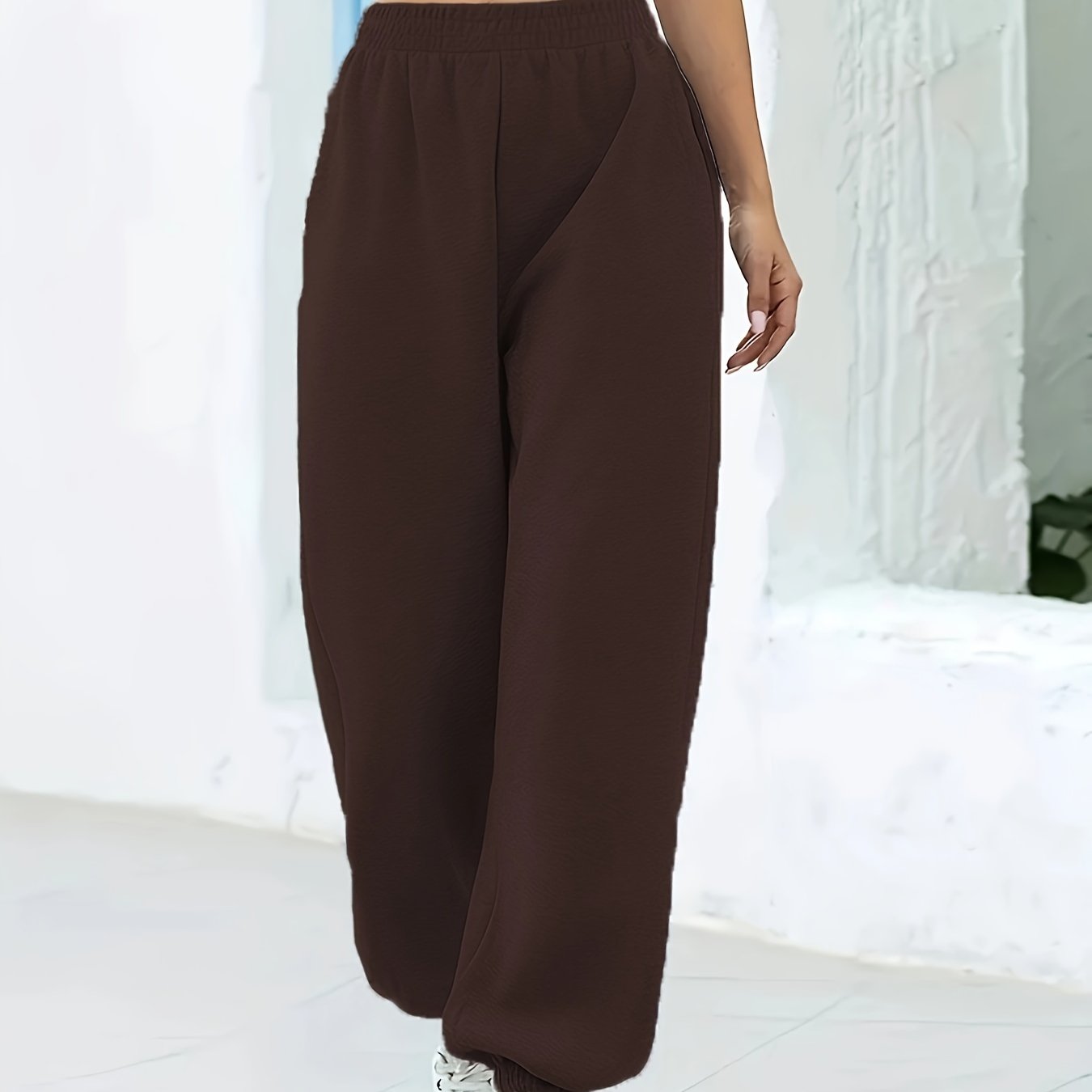 Pantalons de survêtement élastiques solides pour femmes, pantalons de  survêtement décontractés taille haute, pantalons décontractés de les jours,  vêtements pour femmes - Temu France