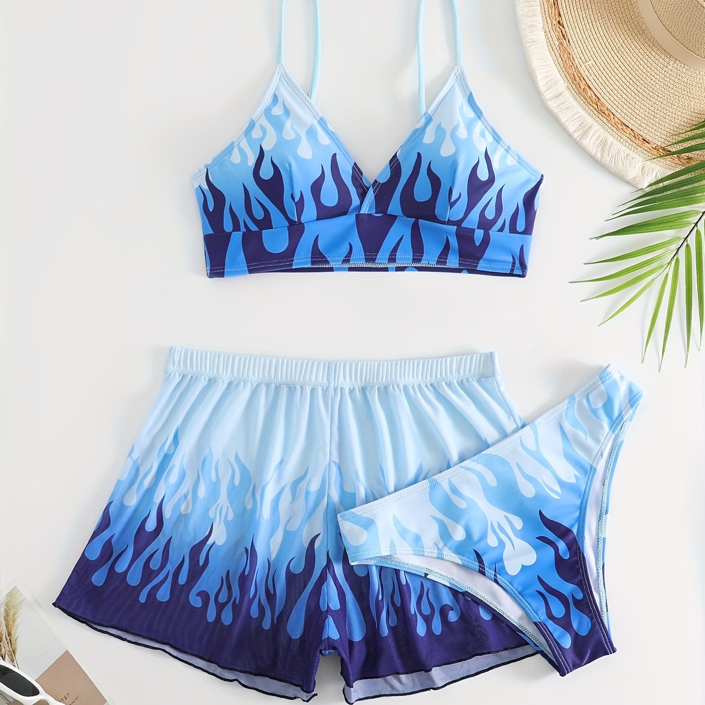 3pcs Printed Bikini Swimsuit Set